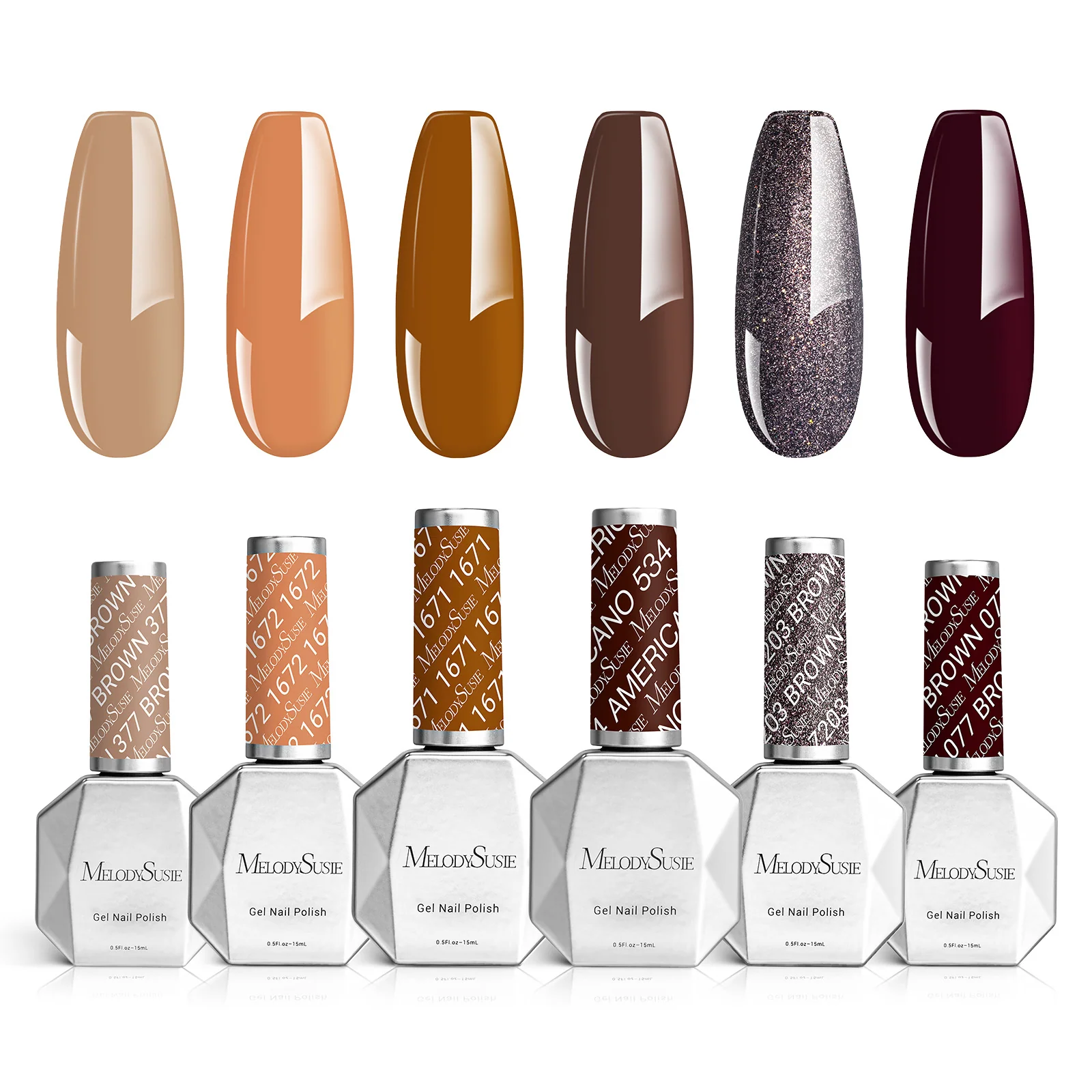 6 Colors TPO-Free Thick Gel Nail Polish Set 15ml - Chocolate Brown