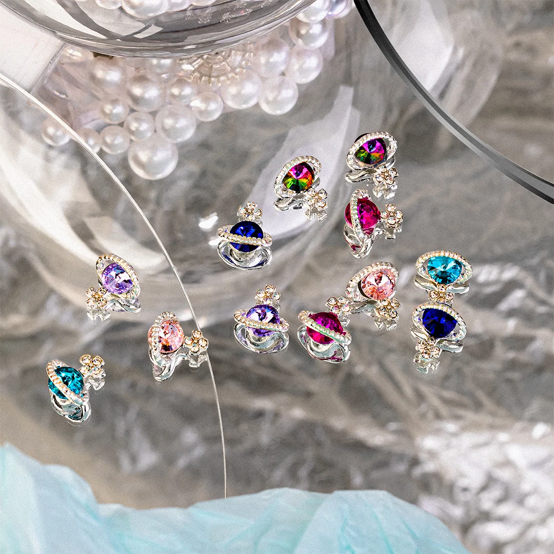 3D Saturn Shape Nail Rhinestones in 6 Colors