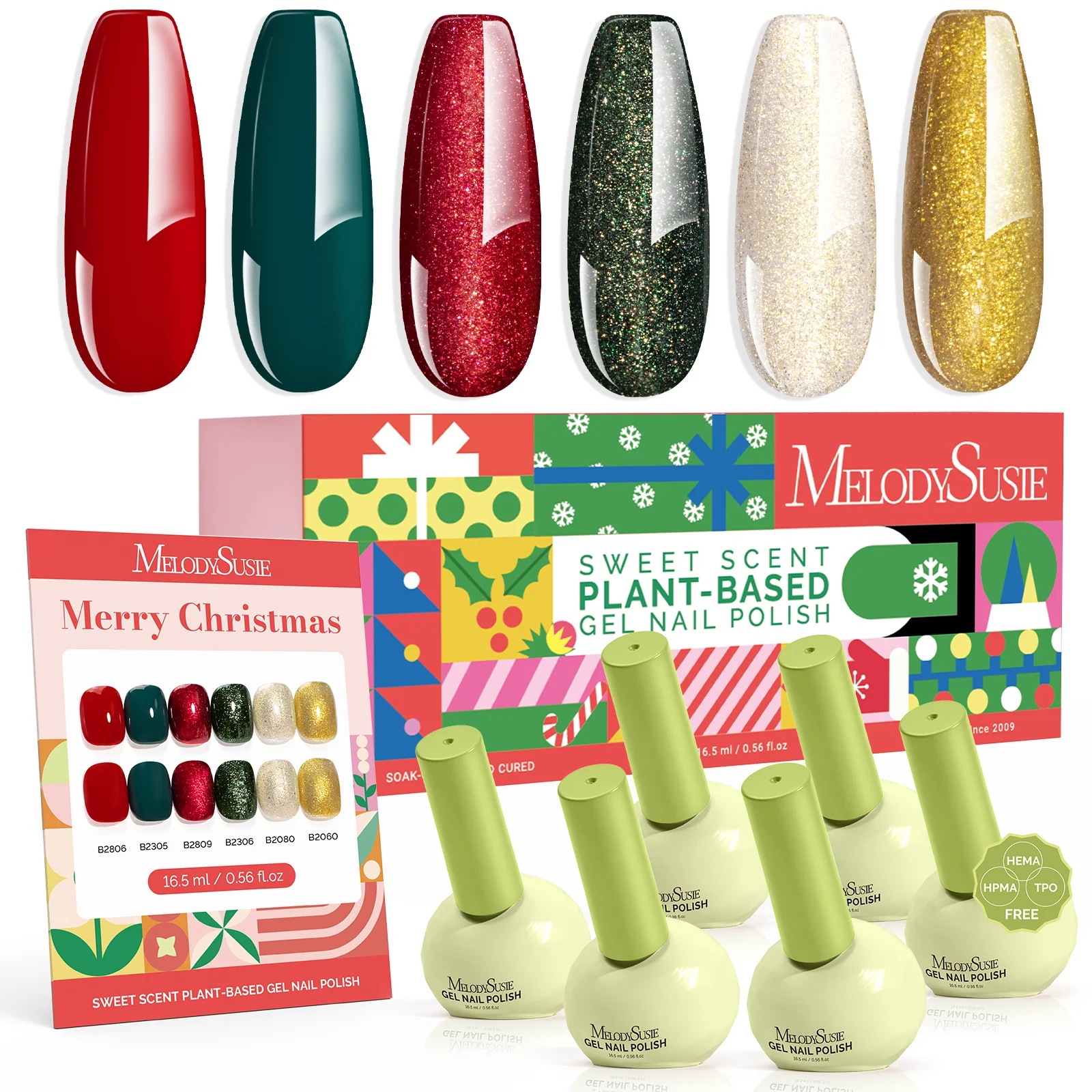Melodysusie Crimberry Spark 6Pcs Scented Plant-Based Gel Polish Gift Set 16.5ml