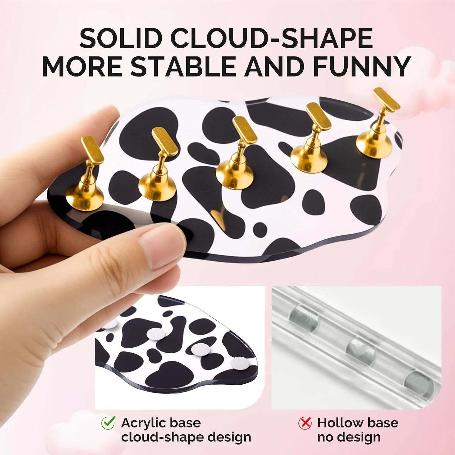 2-Set Spotted Magnetic Nail Stand Set for Press Ons with Brush Holder