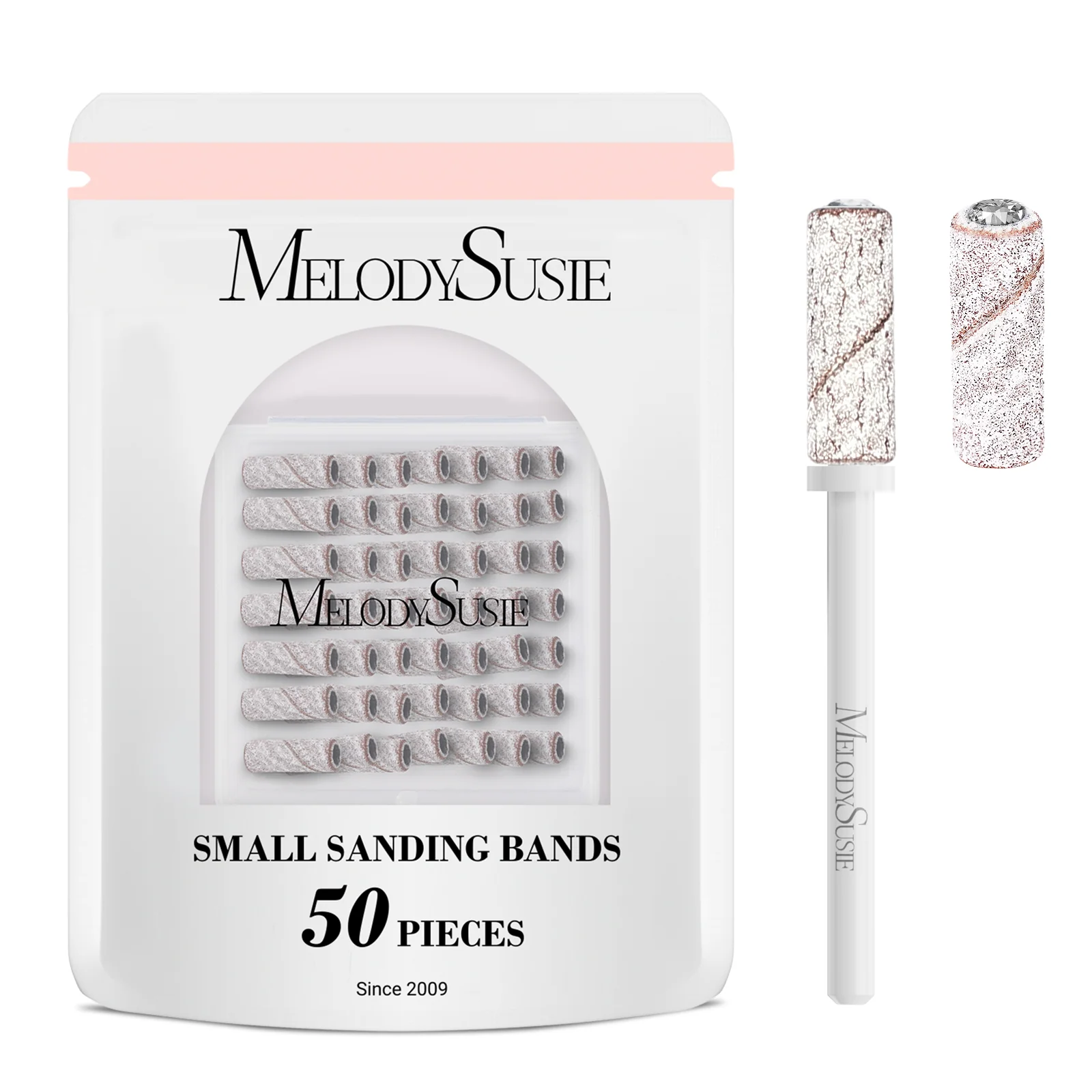 MelodySusie Small Sanding Bands Set 50 Pcs with Mandrel Bits