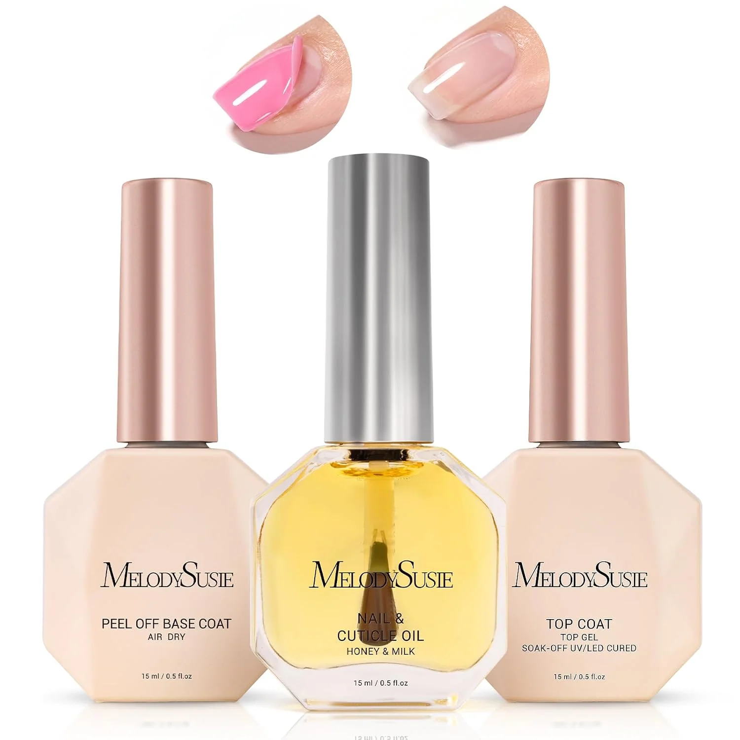 Top & Base Coat Gel Essentials Set - 3Pcs