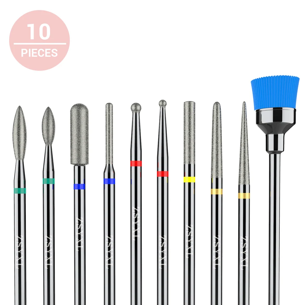 Diamond Cuticle Nail Drill Bits Set 10Pcs
