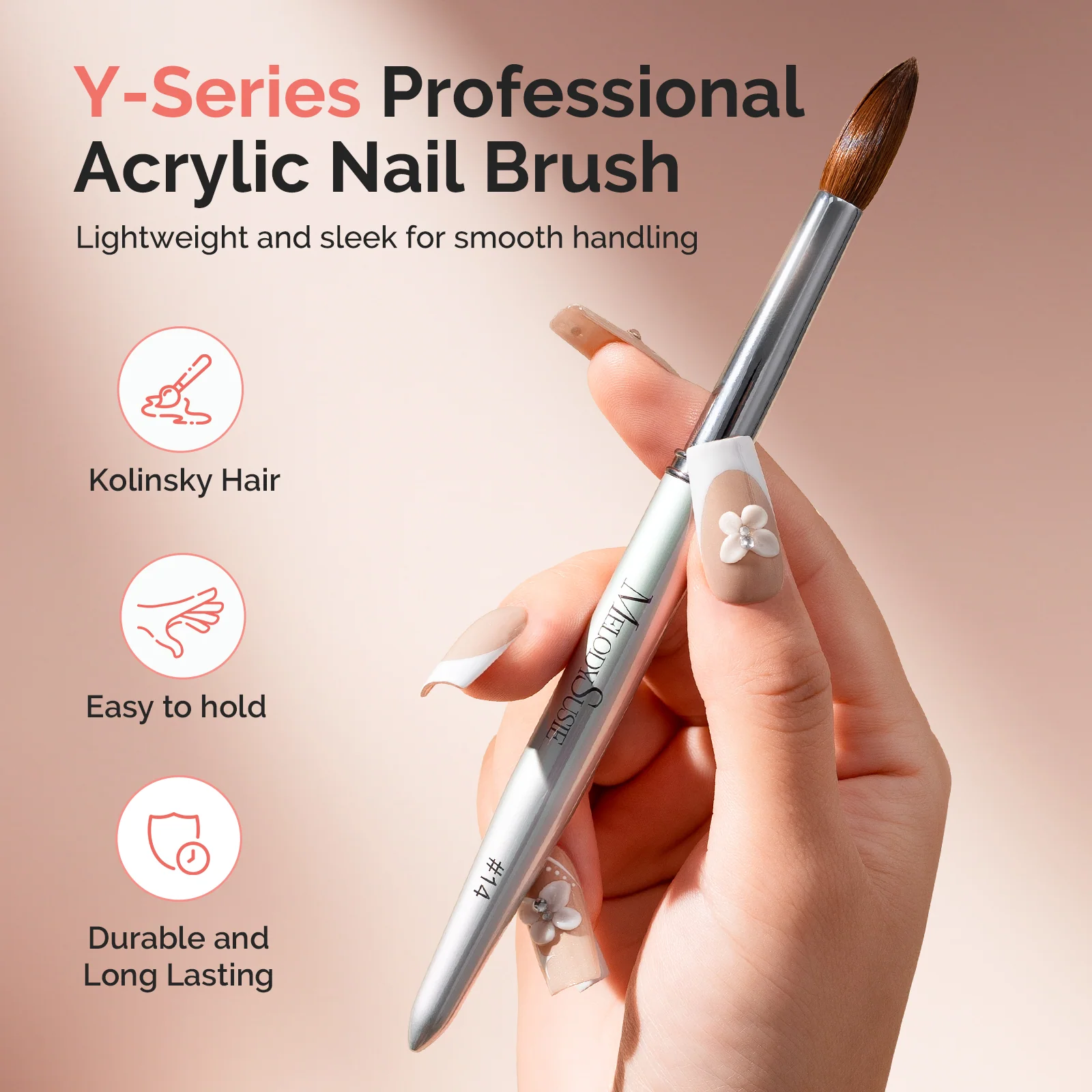 Y-Series 100% Kolinsky Acrylic Nail Brush with Prism Handle