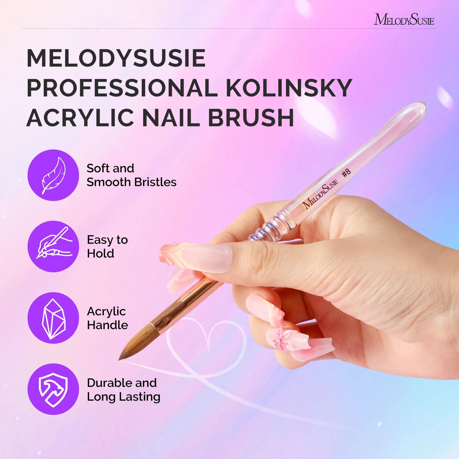 80% Kolinsky Acrylic Nail Brush for Extension and 3D Sculpting