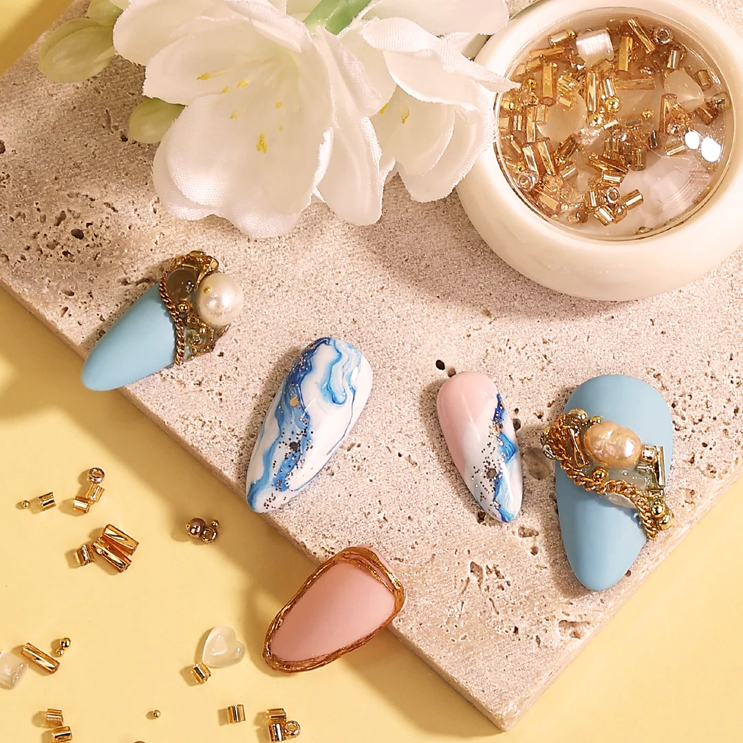 Mixed Rivets Alloy Flatback Crystal Opal Nail Rhinestones Set