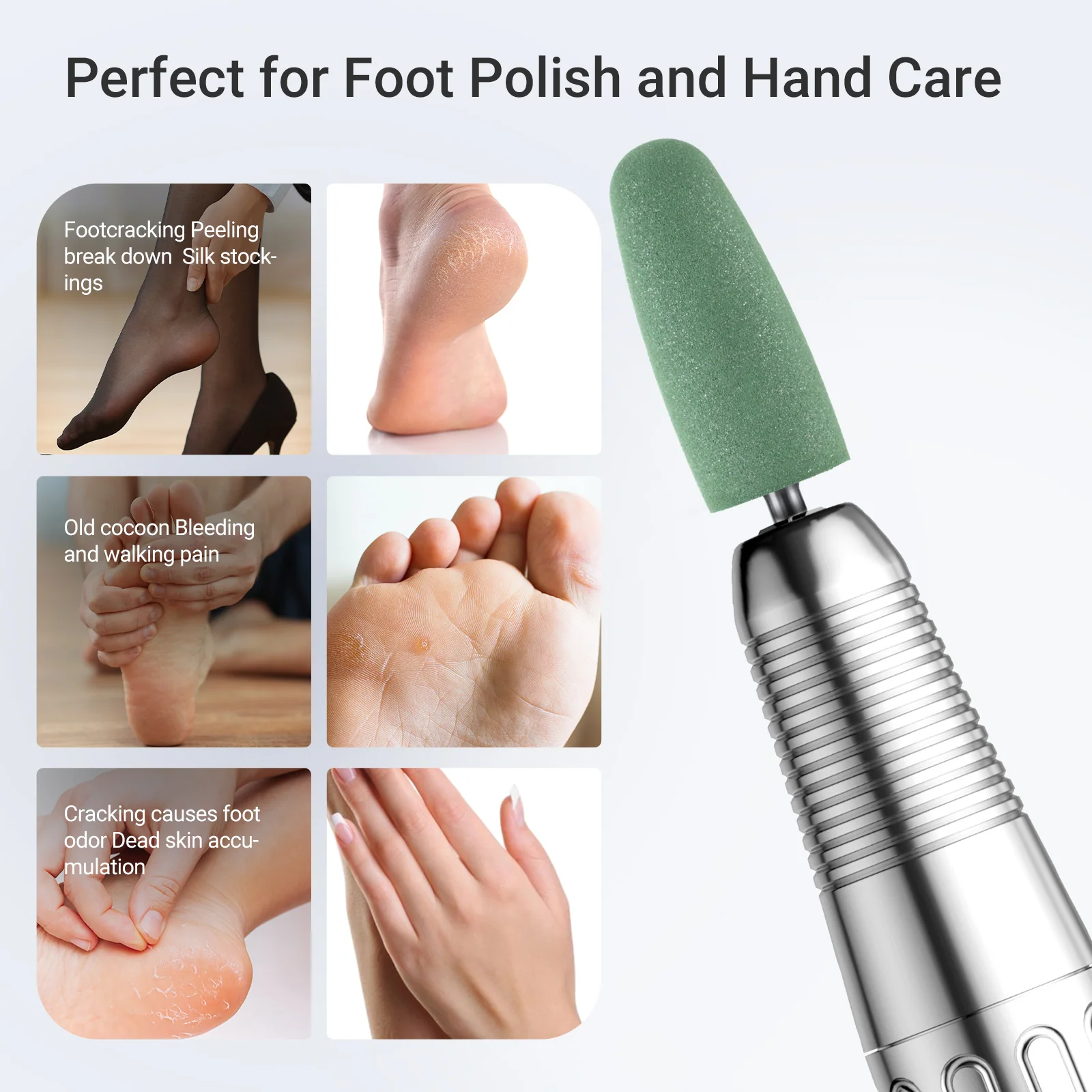 6Pcs Polish Pedicure Nail Drill Bits with 16-Hole Holder Set