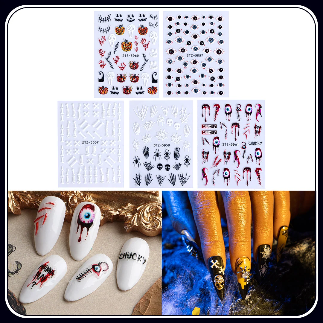 Halloween 3D Nail Art Stickers and Charms Set