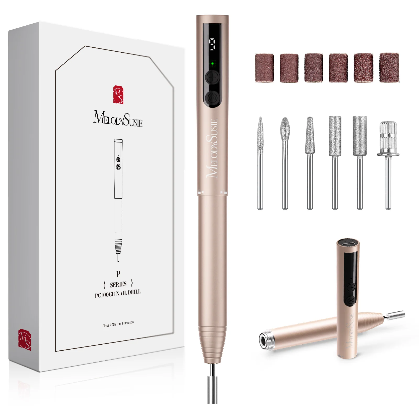 PocketNail PC100GR/PC100G Pen-Shaped Innovative Portable Rechargeable Nail Drill 20,000RPM