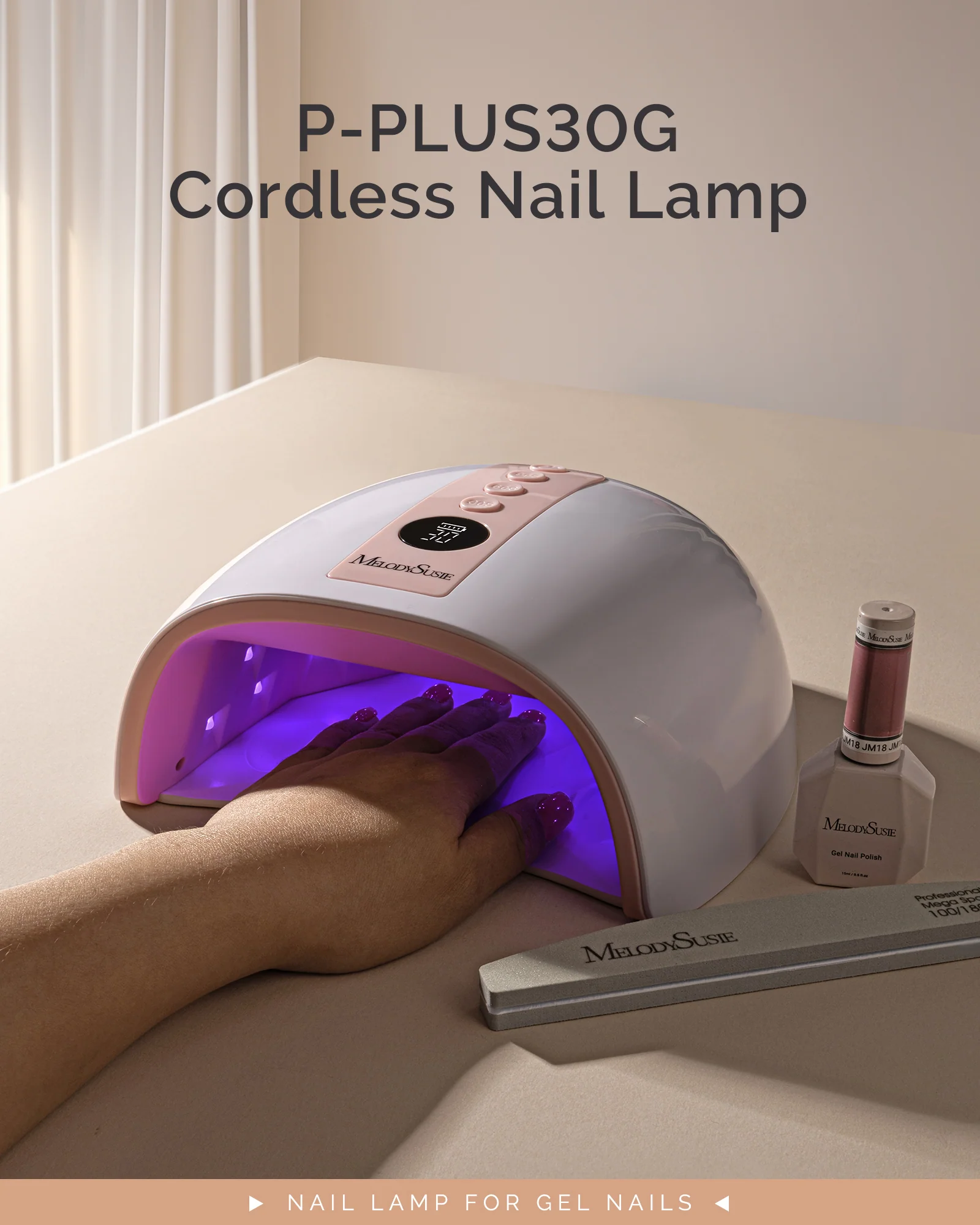 P-PLUS30G Rechargeable Cordless UV/LED Nail Lamp with UV Glove