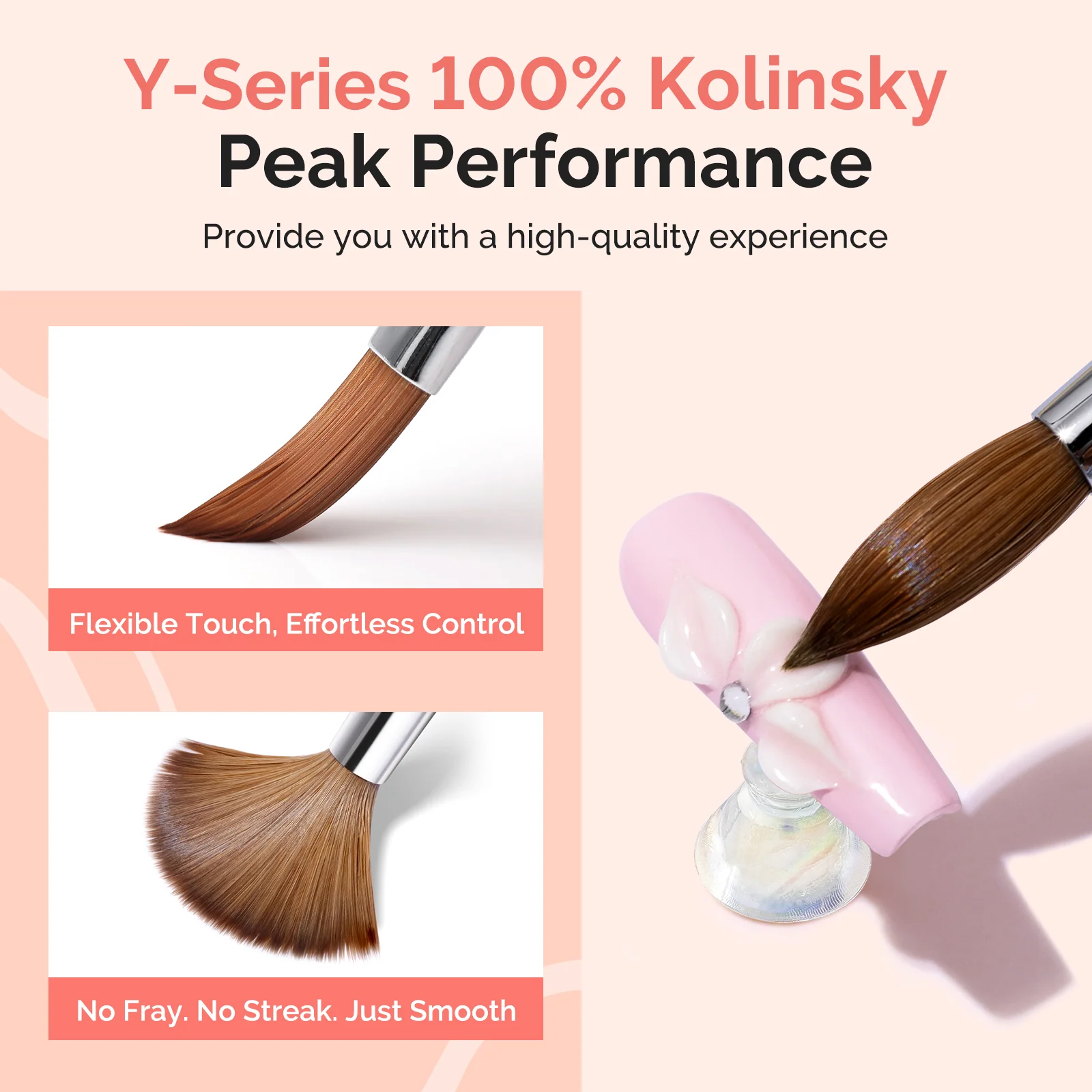 Y-Series 100% Kolinsky Acrylic Nail Brush with Prism Handle