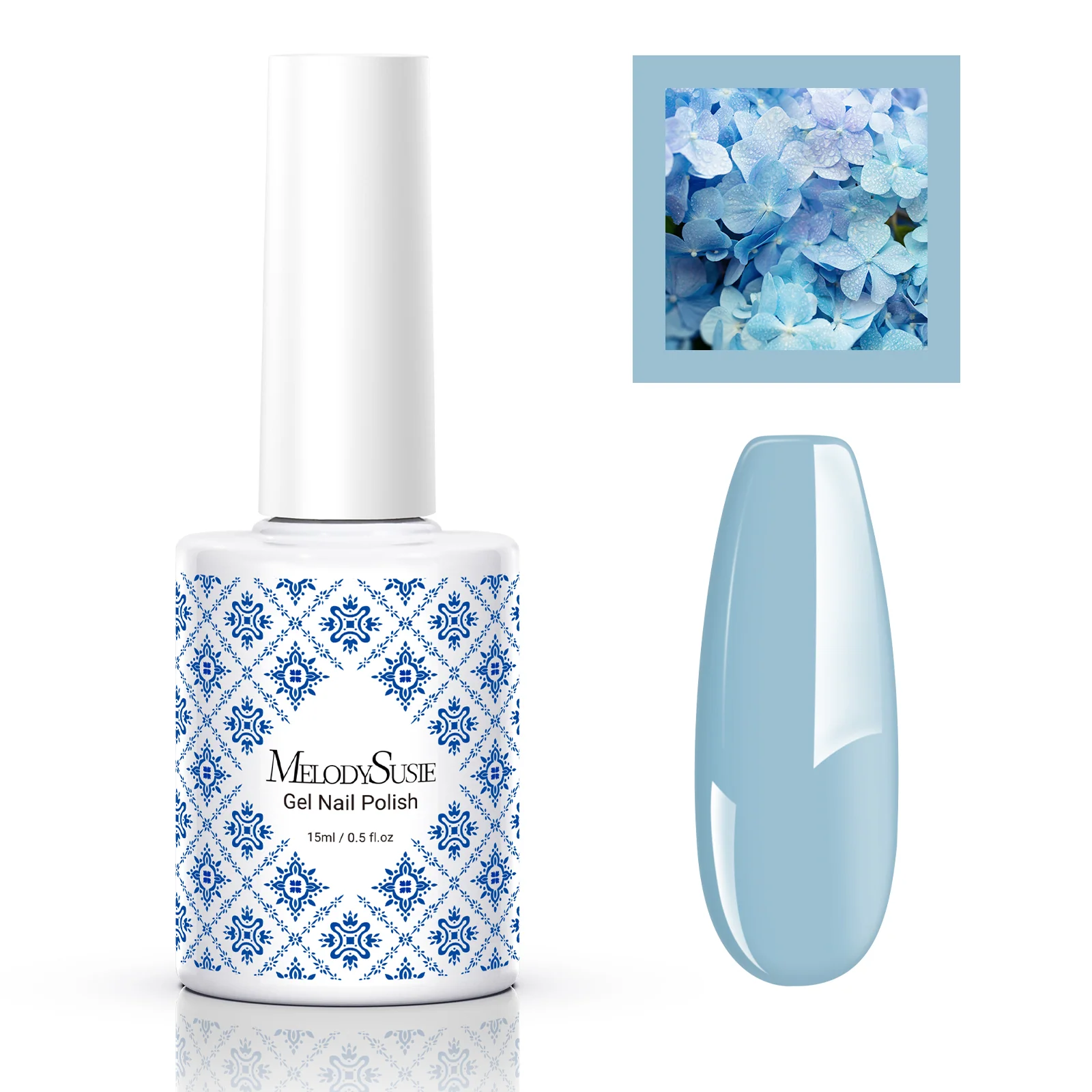 Fleurwee 不含 HEMA 和 HPMA 和 TPO 植物基甲油胶 0.5 fl oz/15ml - P32 绣球蓝