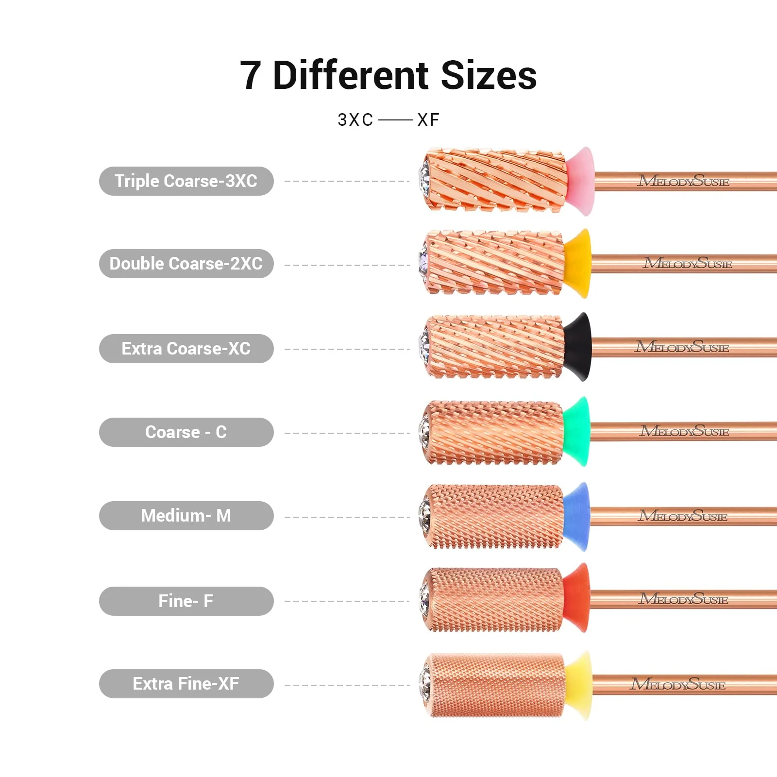 Crystal Top Large Barrel Carbide Nail Drill Bit in Rose Gold