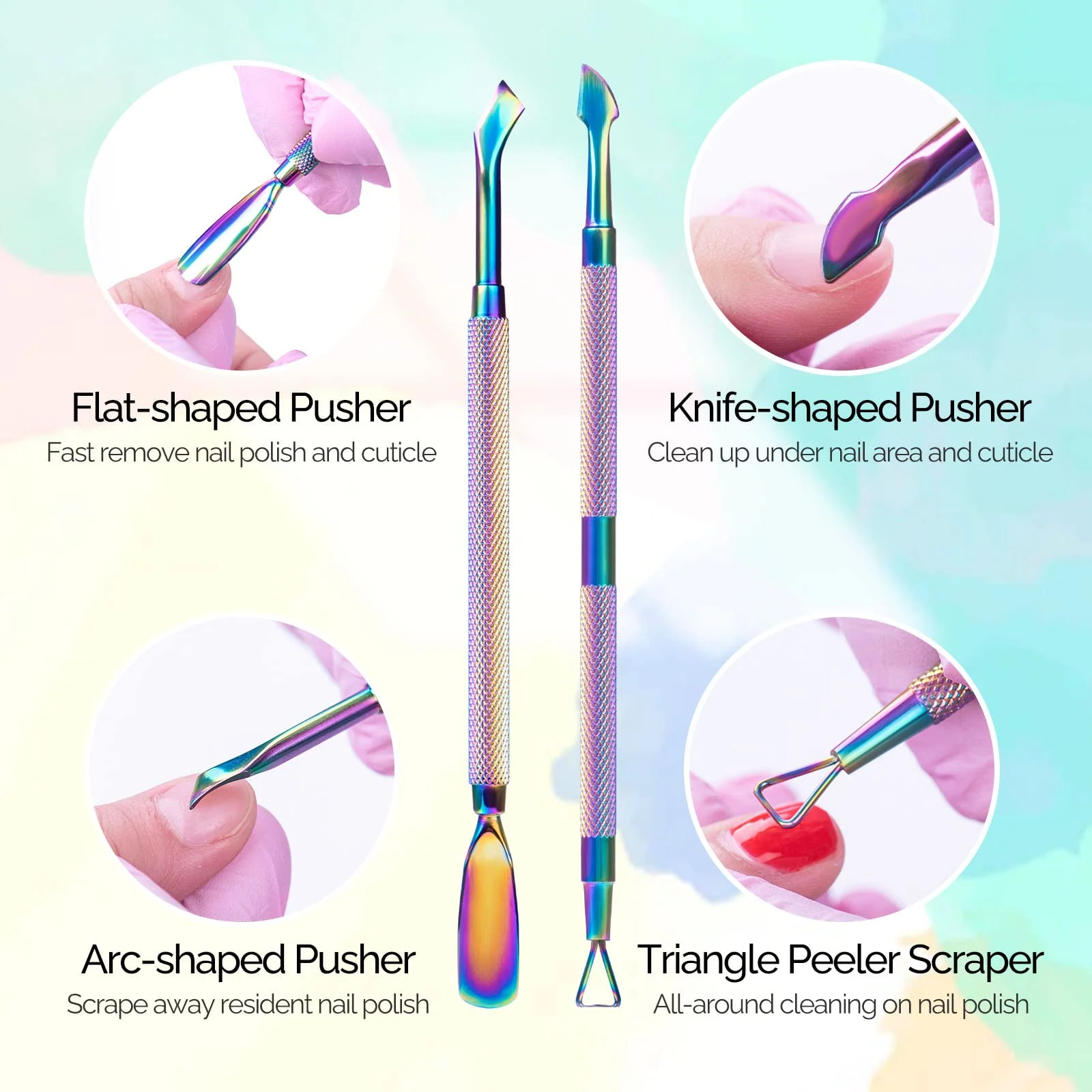 Acrylic Nail Clippers 4 in 1 Kit-Rainbow Manicure Tool Set