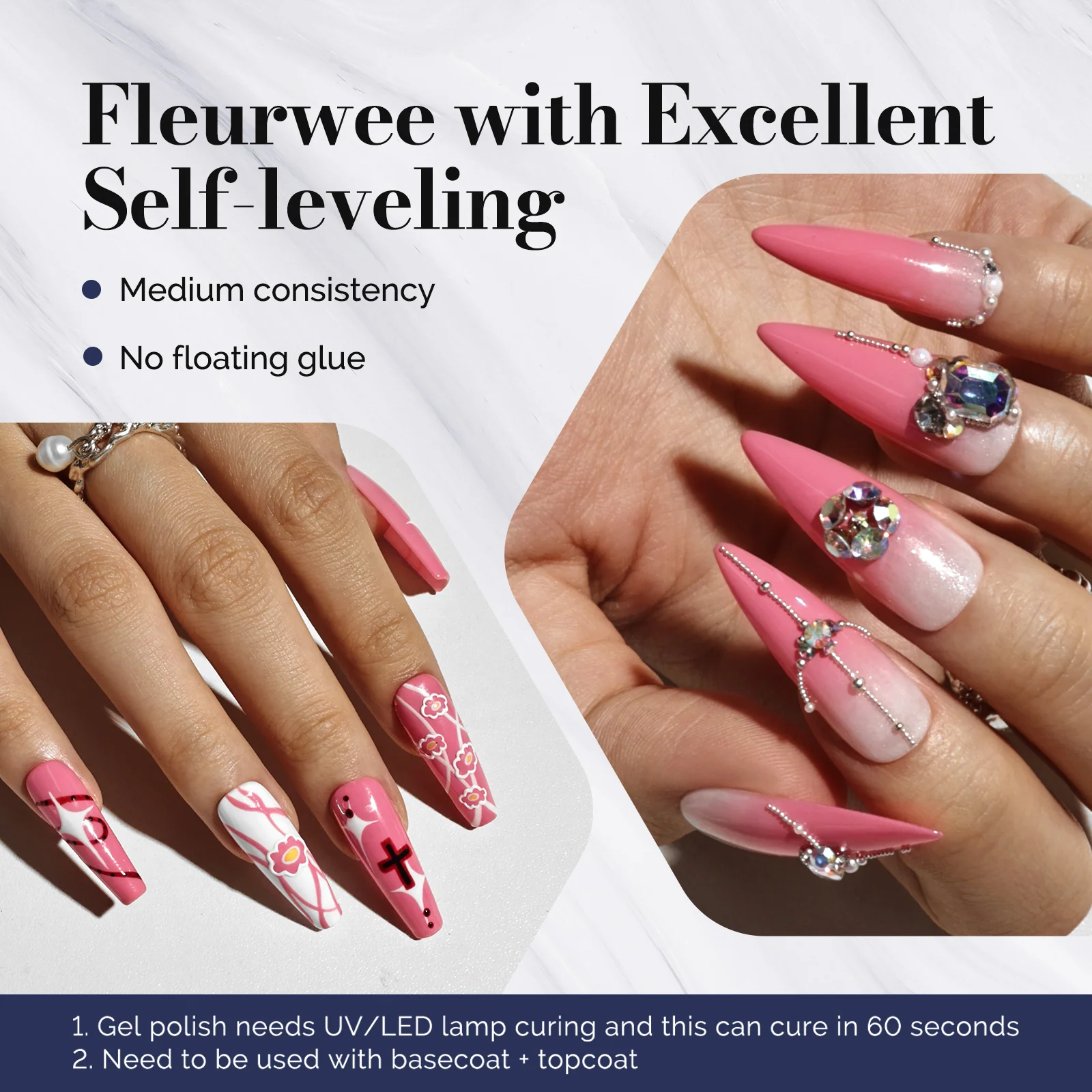 Fleurwee HEMA-Free & HPMA-Free & TPO-Free Gel Nail Polish Plant-based 0.5 fl oz/15ml - P45 Powder-Purslane