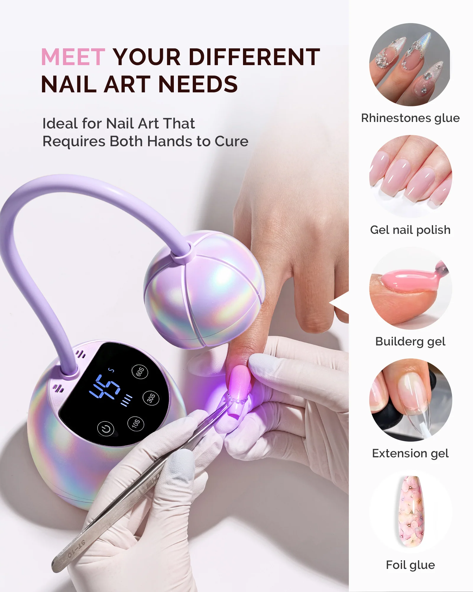 P-ArtM2 Gooseneck Cordless UV Nail Lamp in Pearl Purple