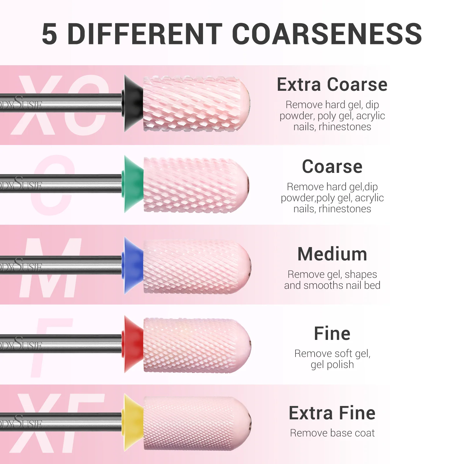 Smooth Round Top Large Barrel Ceramic Nail Drill Bit, Extra Fine Pink