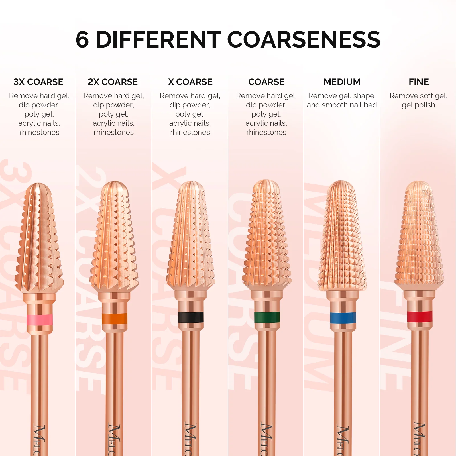 Tornado Tungsten Carbide Nail Drill Bits in Rose Gold for Acrylic Removal