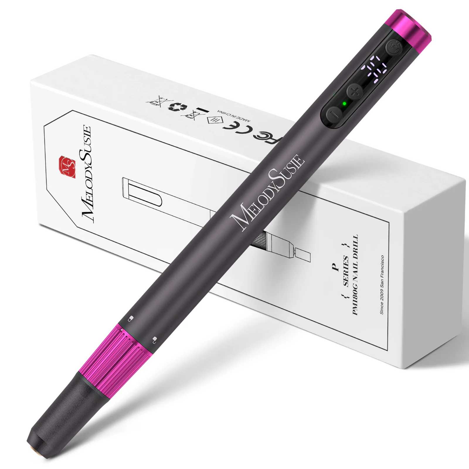 PM180G Pen-Shaped Ultra-Slim Rechargeable Nail Drill 30,000RPM in Black
