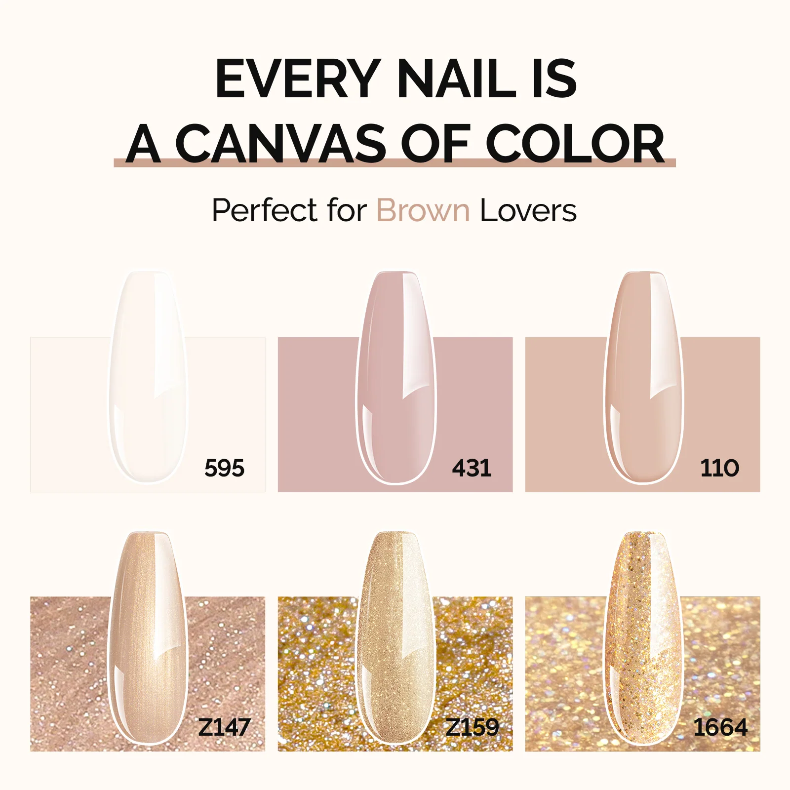 6 Colors TPO-Free Thick Gel Nail Polish Set 15ml - Brown