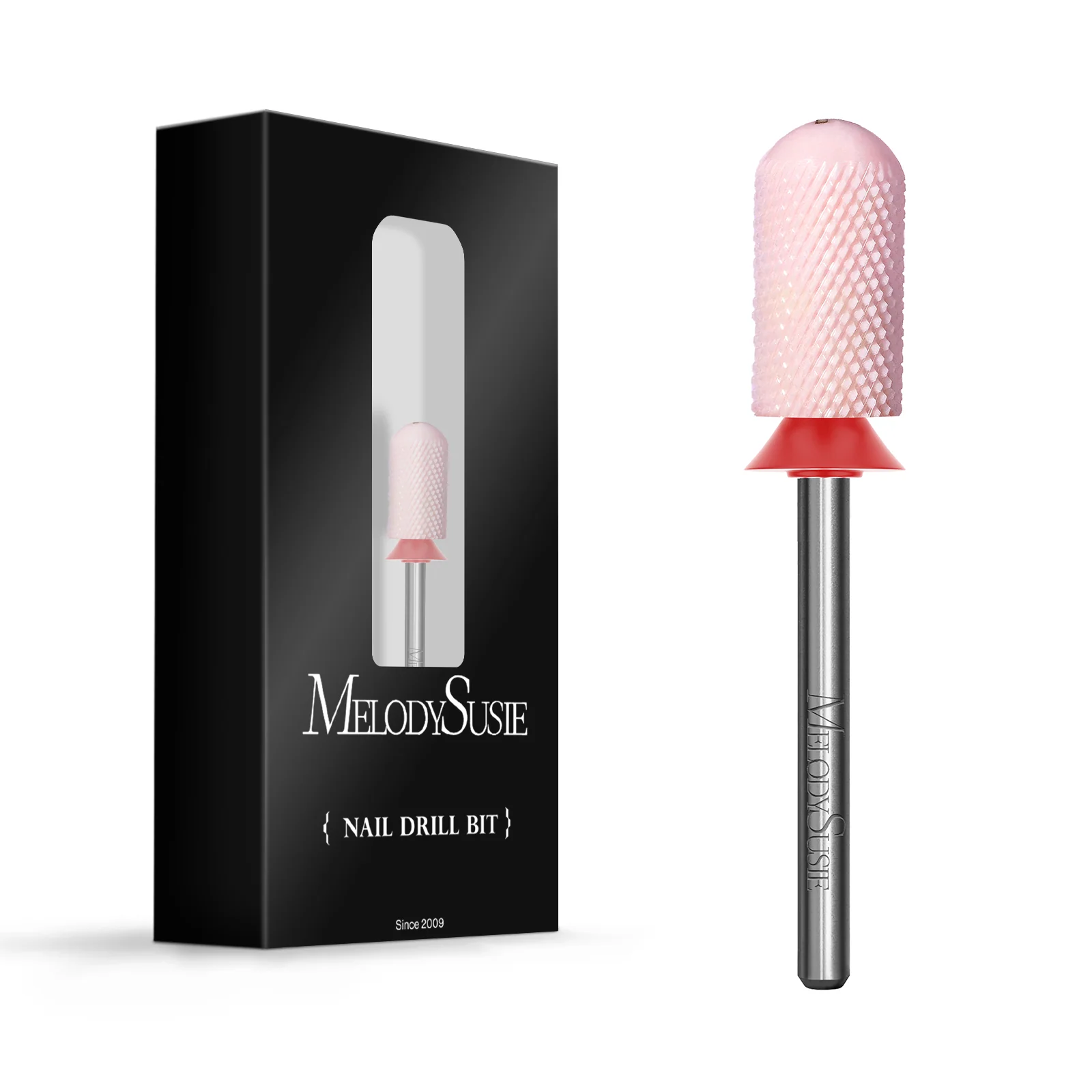Smooth Round Top Large Barrel Ceramic Nail Drill Bit, Extra Fine Pink