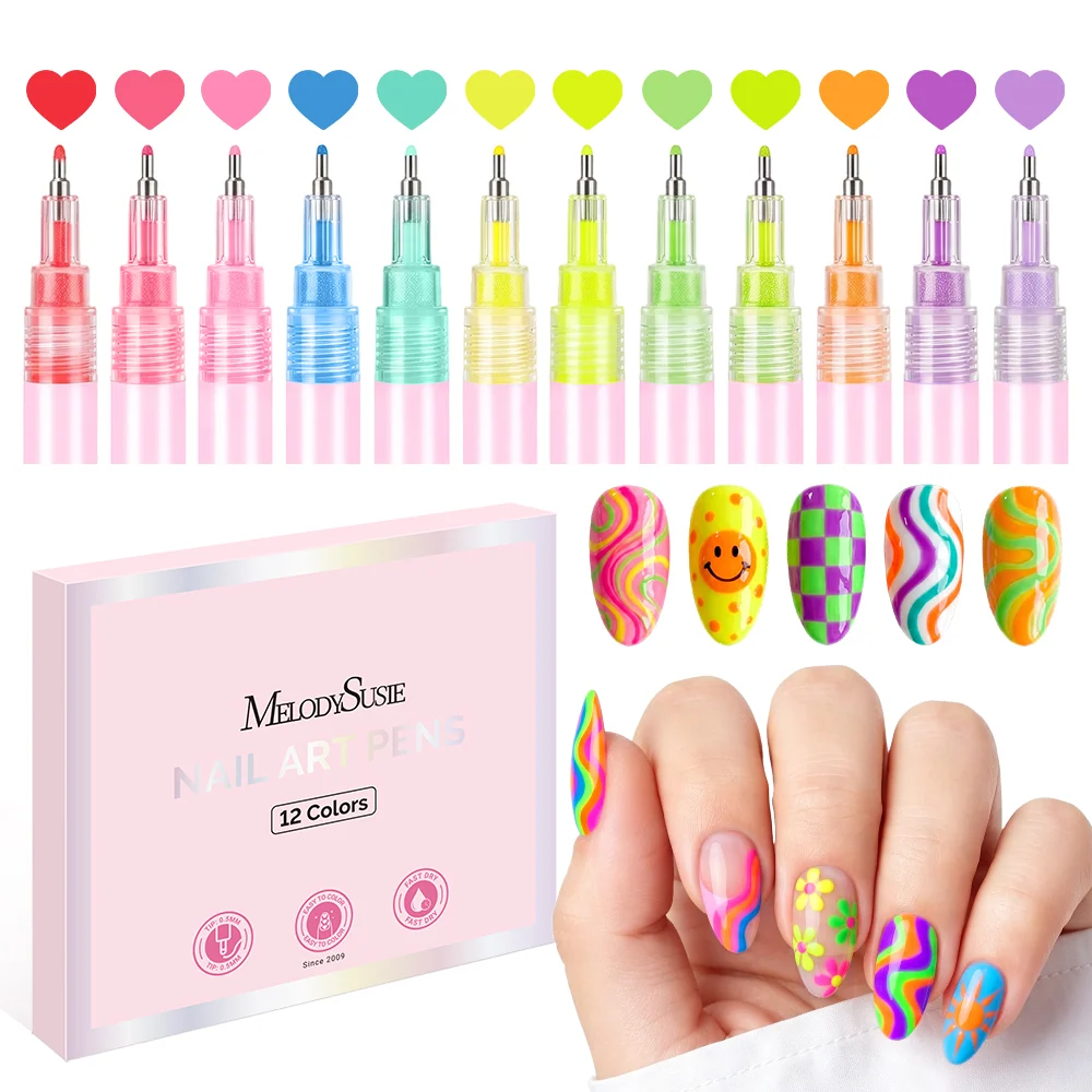 Nail Art Pens Set in 12 Colors with 0.7mm Tips