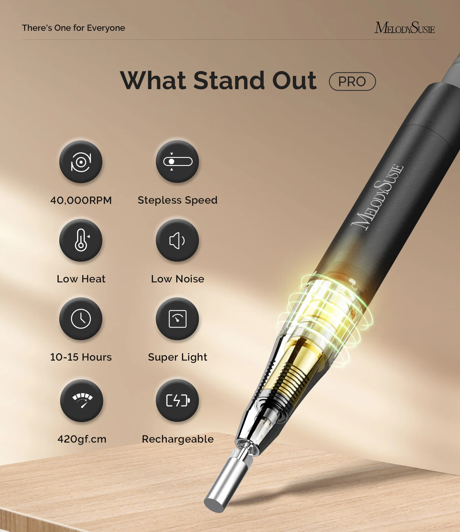 MB420G Clip-On Professional Rechargeable 2-in-1 Nail Drill with Built-In Stand 40,000RPM