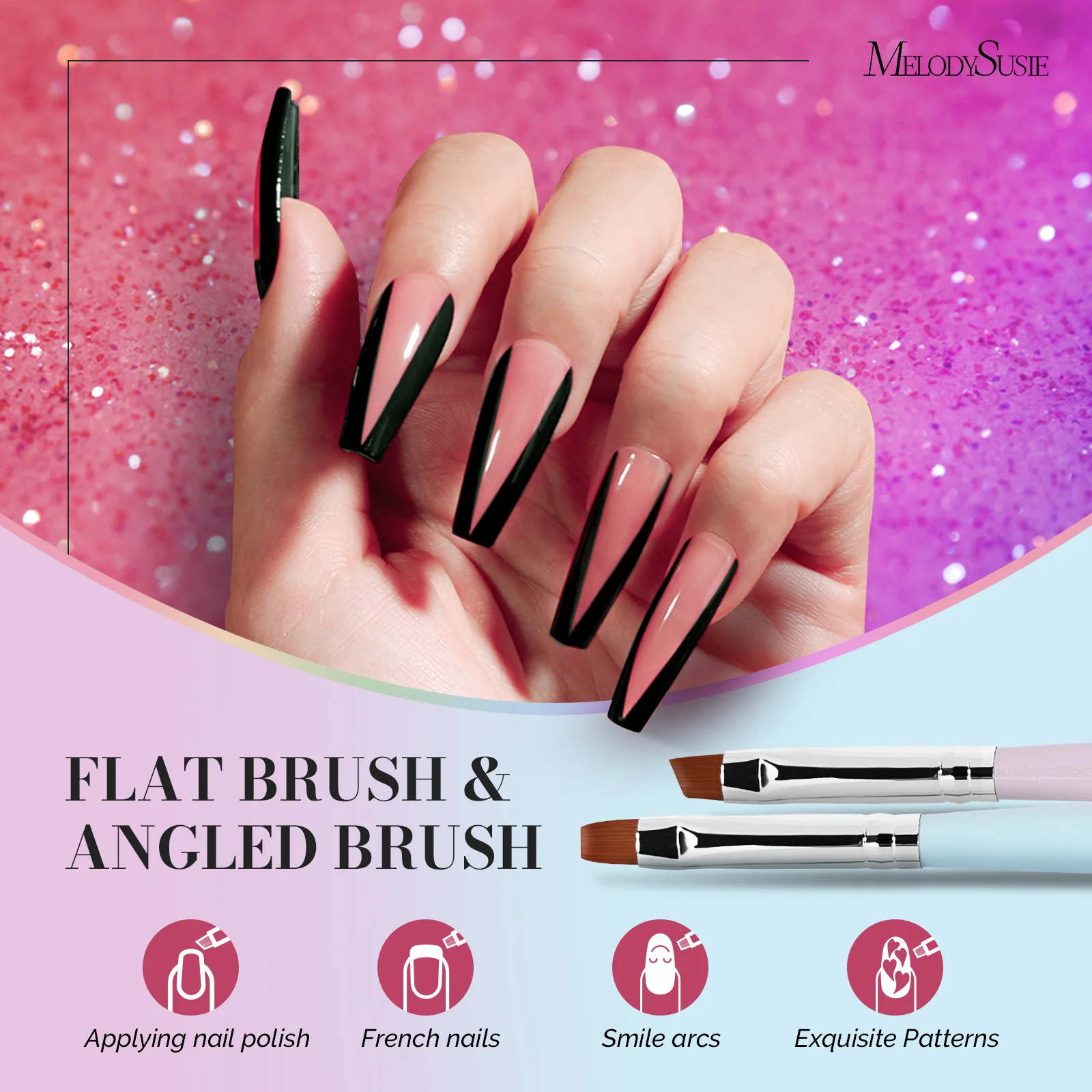 MelodySusie Color Nail Art Brushes Set of 6 for Detail Work