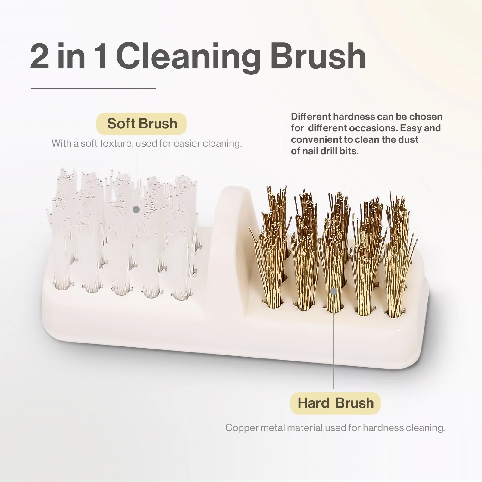 2 in 2-in-1 Nail Drill Bit Cleaner Box with Two Brushes