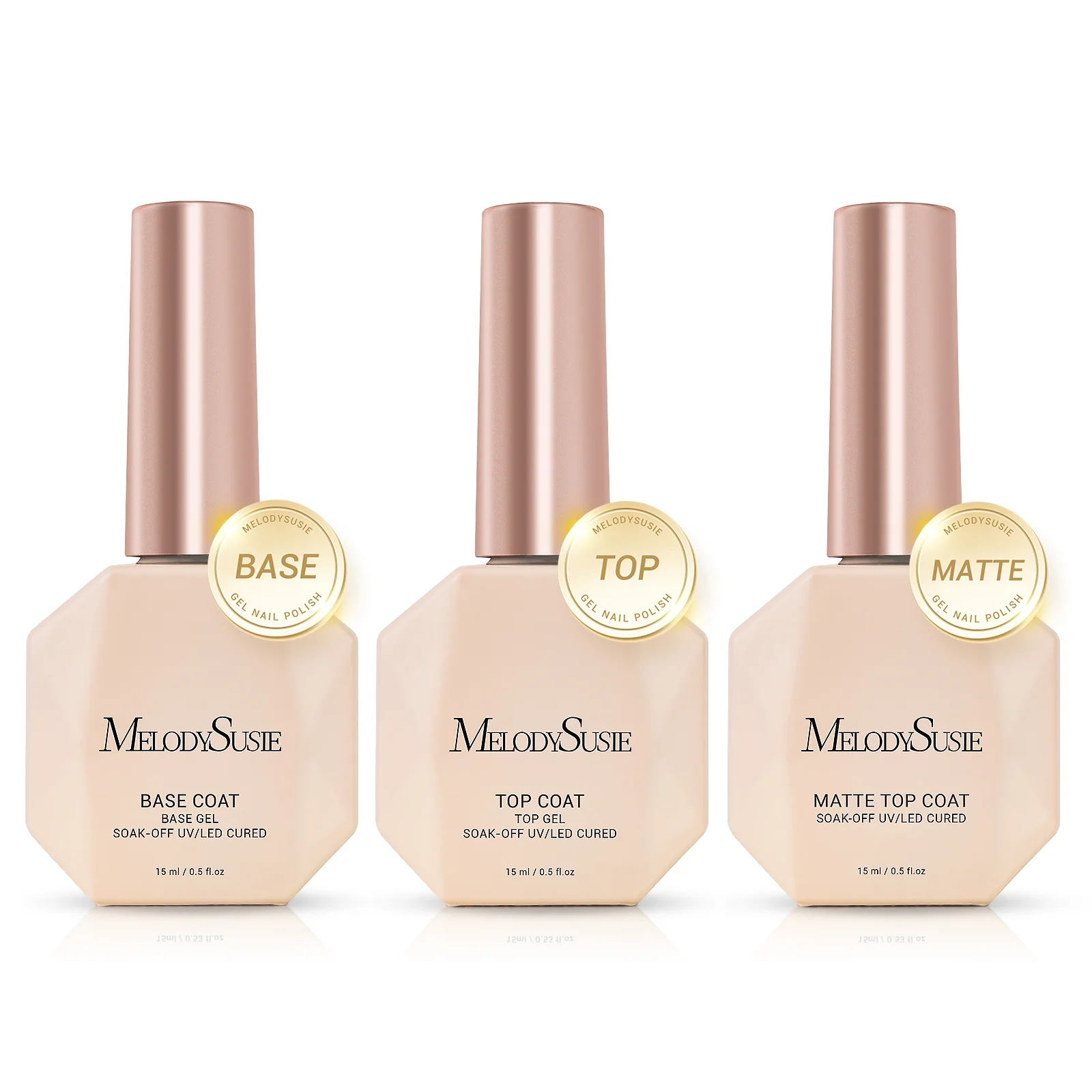 Top & Base Coat Gel Essentials Set - 3Pcs