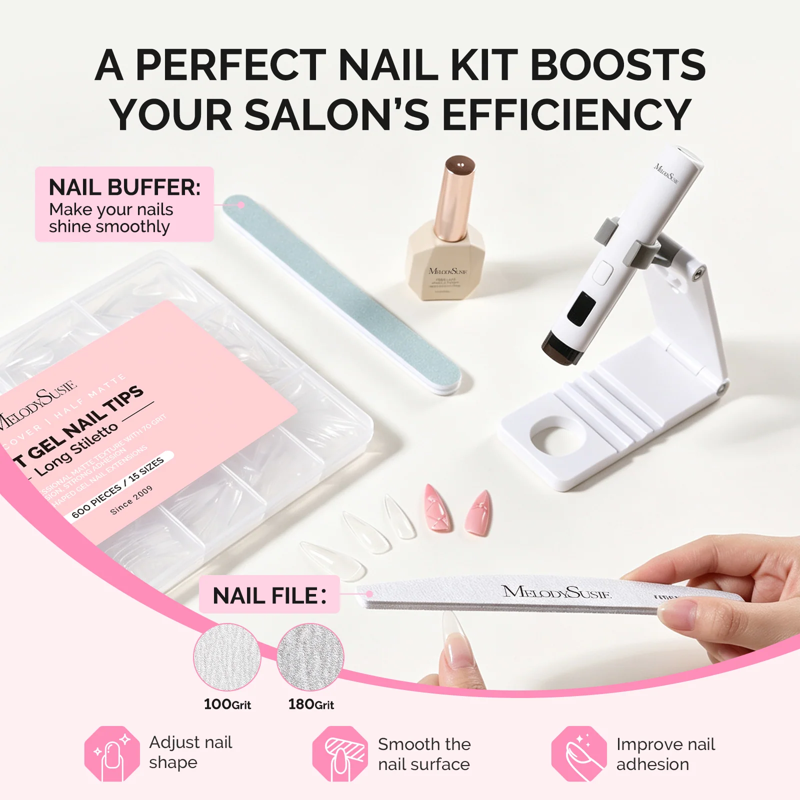 All-in-One Press-On Toenails Kit with Nail Tips and Application Tools