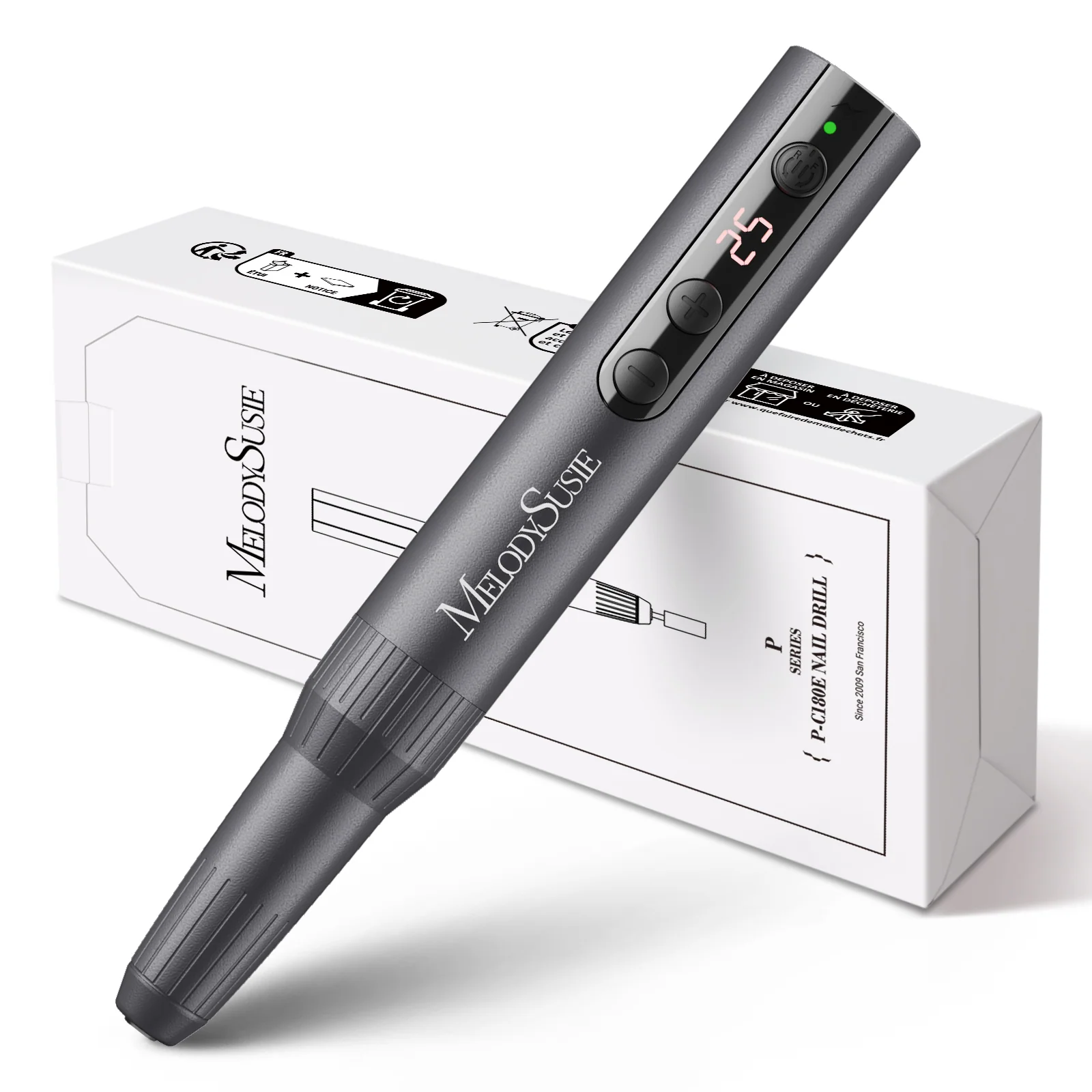 PC180E Pen-Shaped Rechargeable Nail Drill 25,000RPM - Black