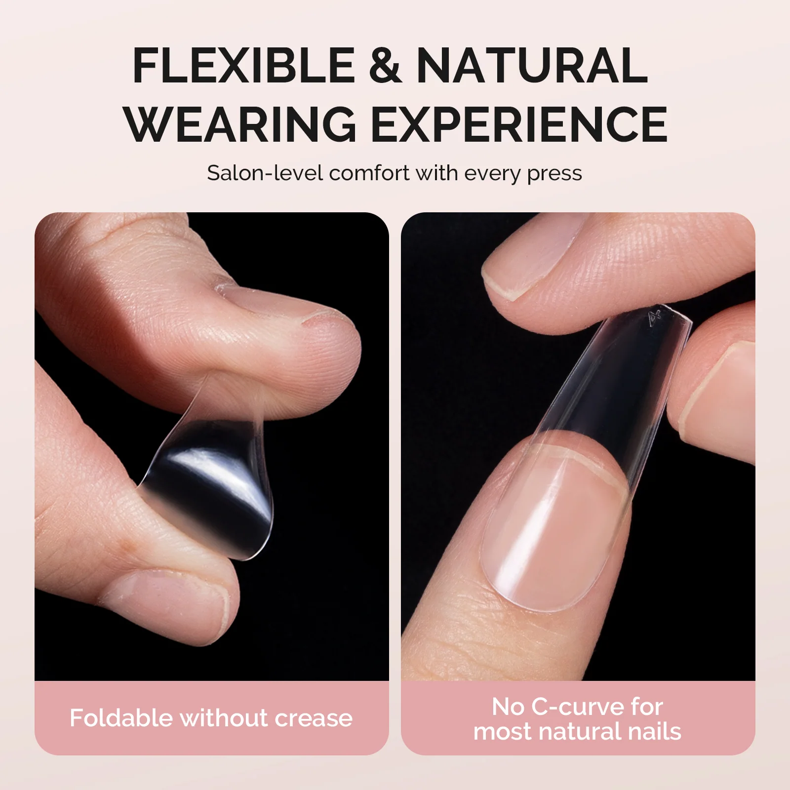 600Pcs Half Matte Clear Acrylic Full Cover Nail Tips with 12-15 Sizes