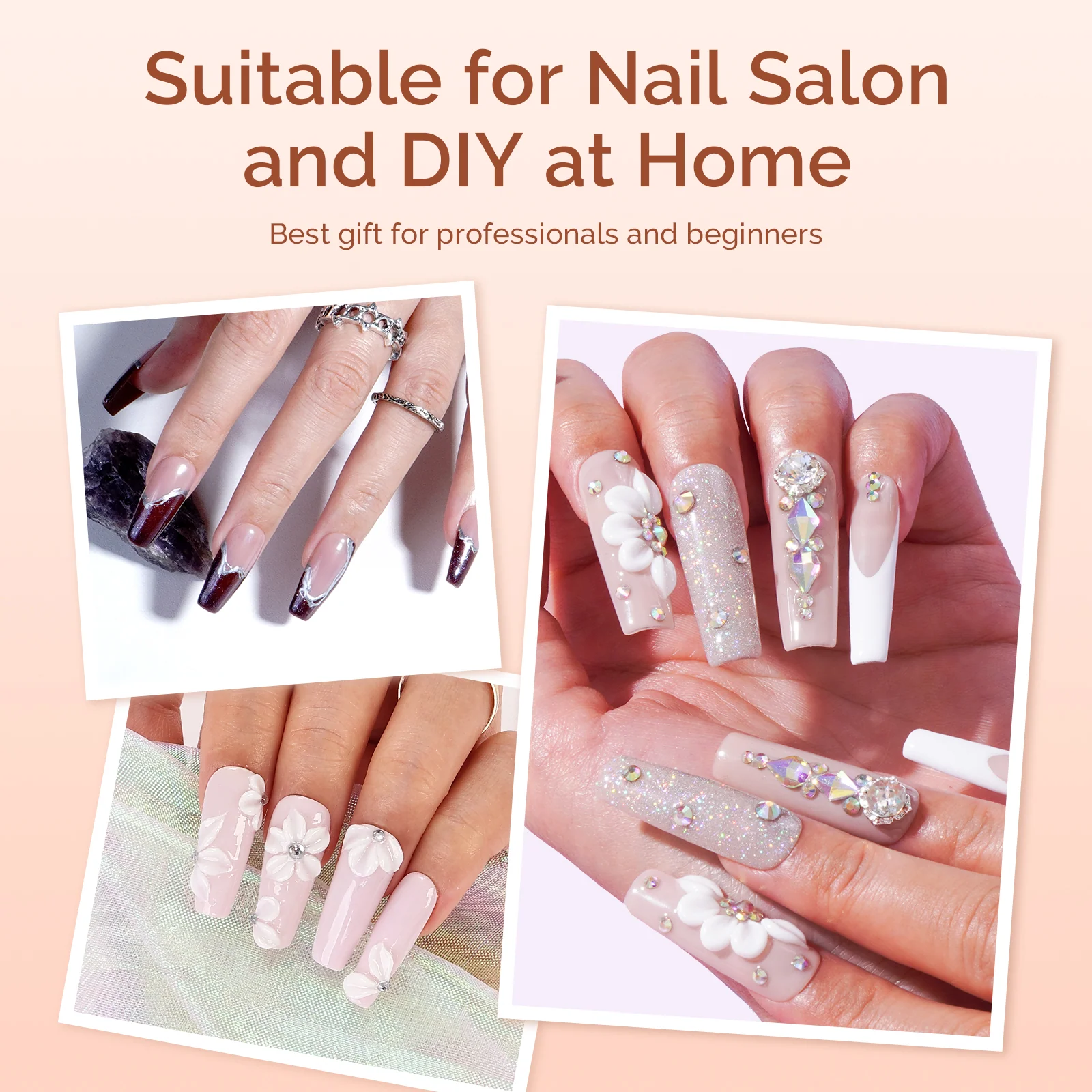 Acrylic Nail Brush Set 3Pcs in White for Acrylic Manicures