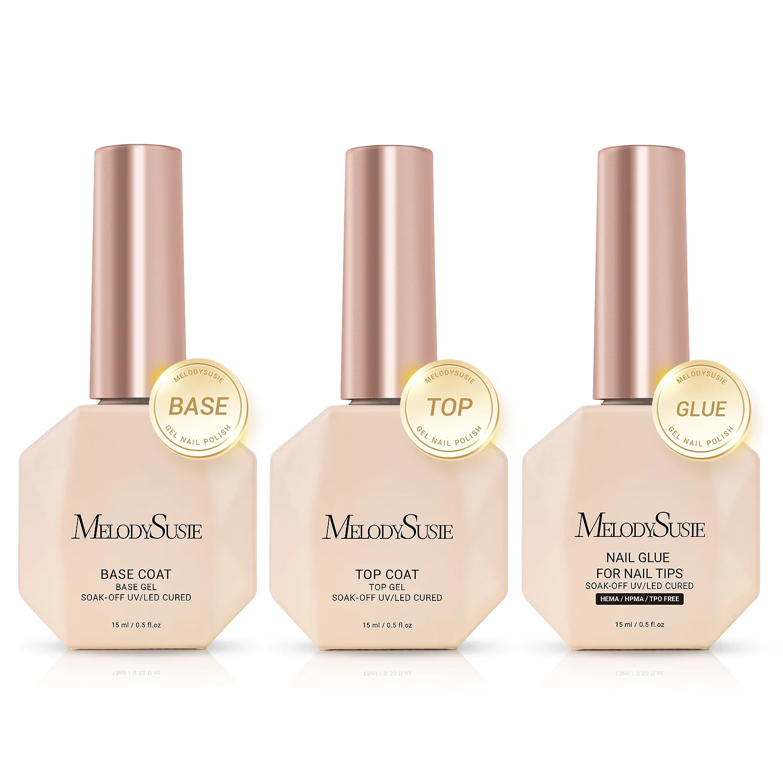 Top & Base Coat Gel Essentials Set - 3Pcs