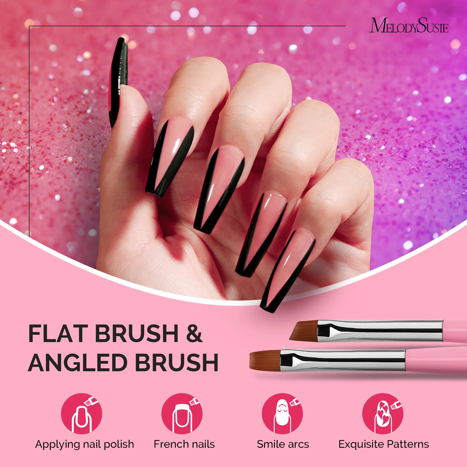 MelodySusie Nail Art Brushes Set 6Pcs in Pink