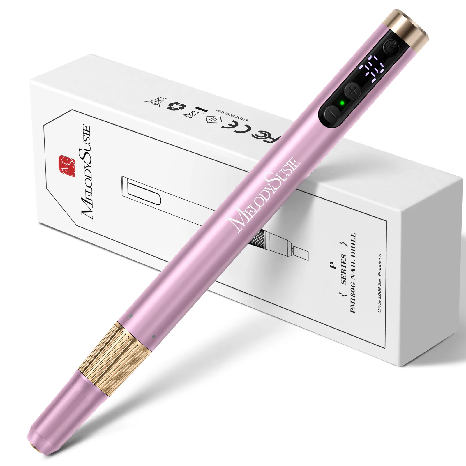 PM180G 笔型超薄充电美甲打磨机 30,000RPM 粉色