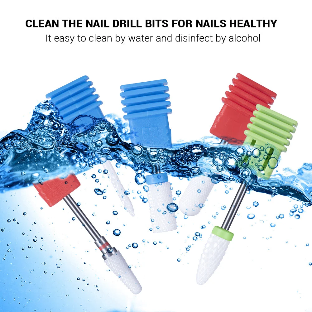 Professional Ceramic Nail Drill Bits Set 5Pcs for Gel, Acrylic and Dip