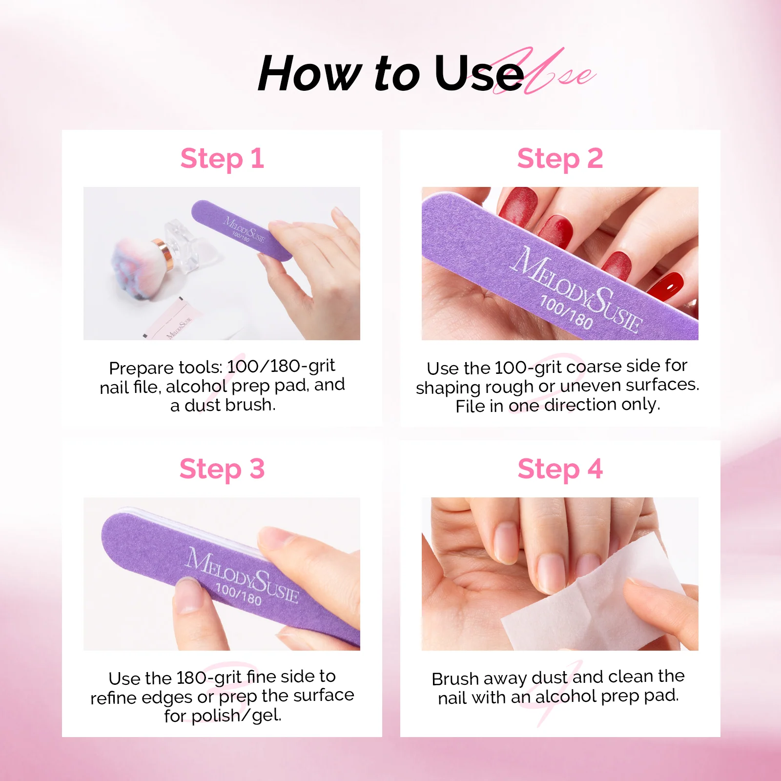 MelodySusie Dual-Sided Nail Files and Buffers Set, 6 Pieces
