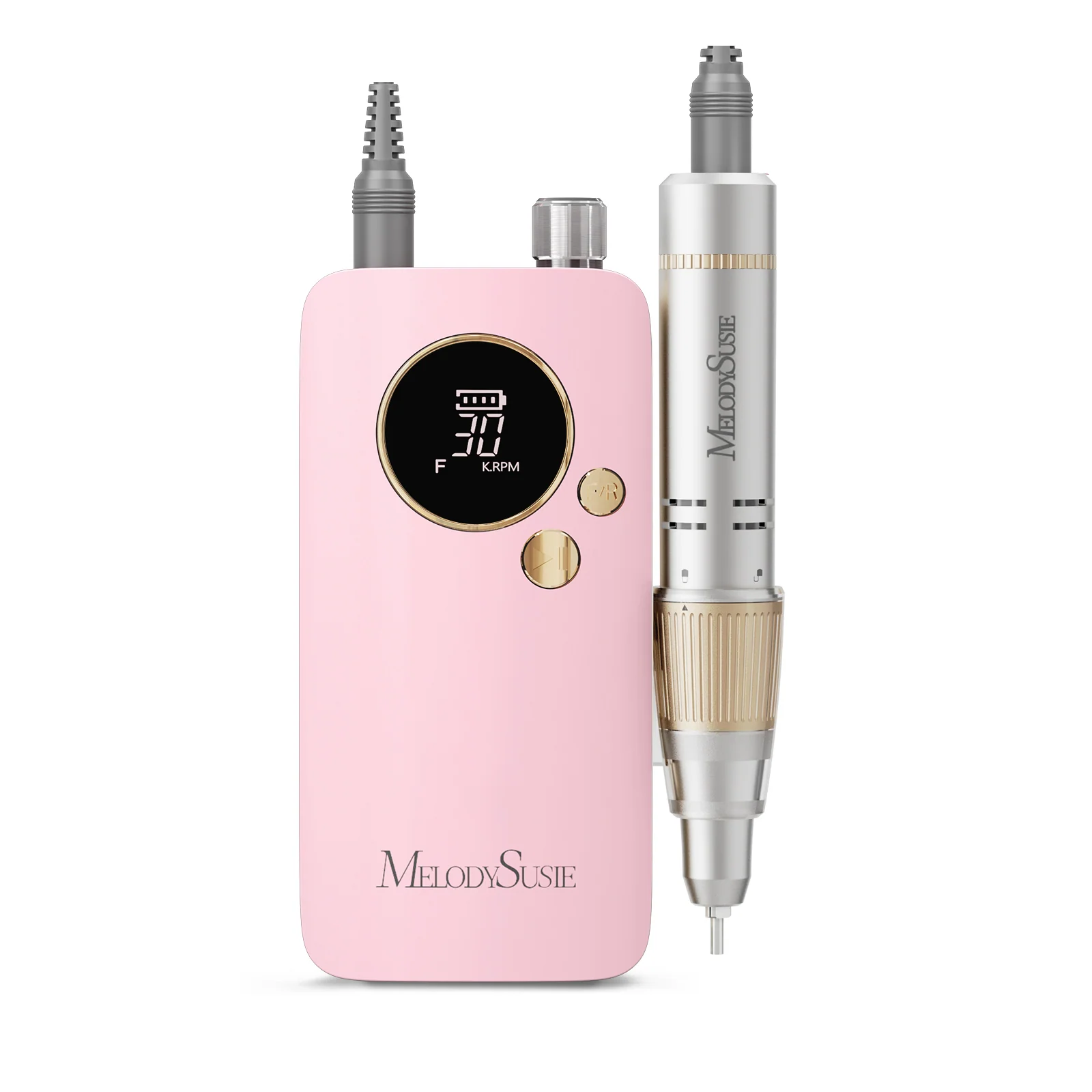 SC320F Clip-On Rechargeable Nail Drill 30,000RPM Pink Gold for Mobile Techs