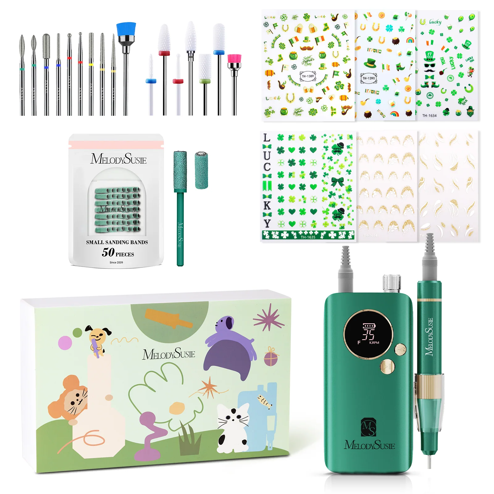 St. Patrick's Day SM200F Nail Drill Gift Box for Salons and Home Manicures