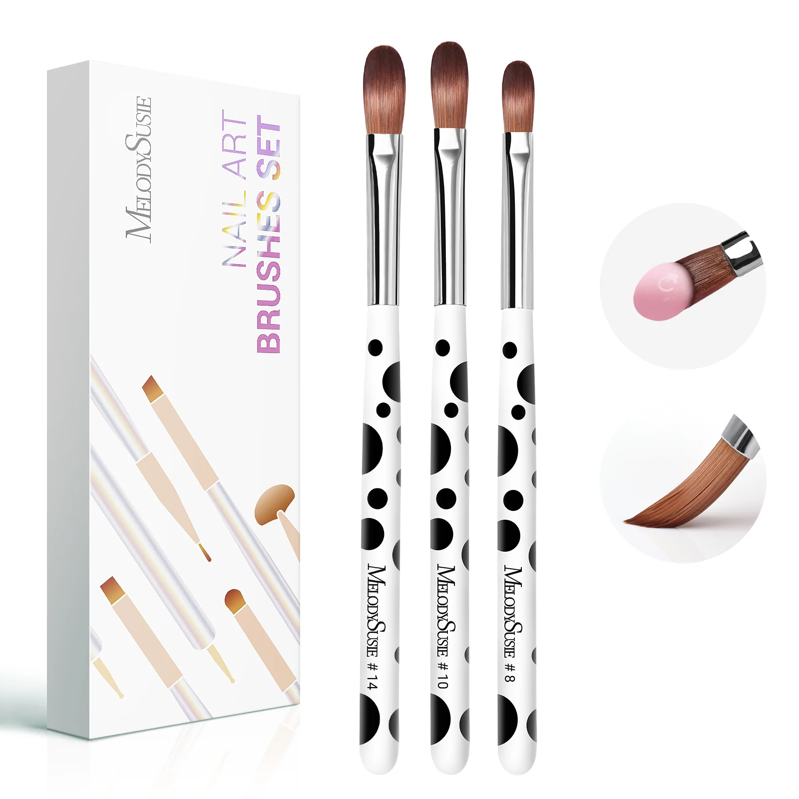 Acrylic Nail Brush Set 3Pcs in White for Acrylic Manicures