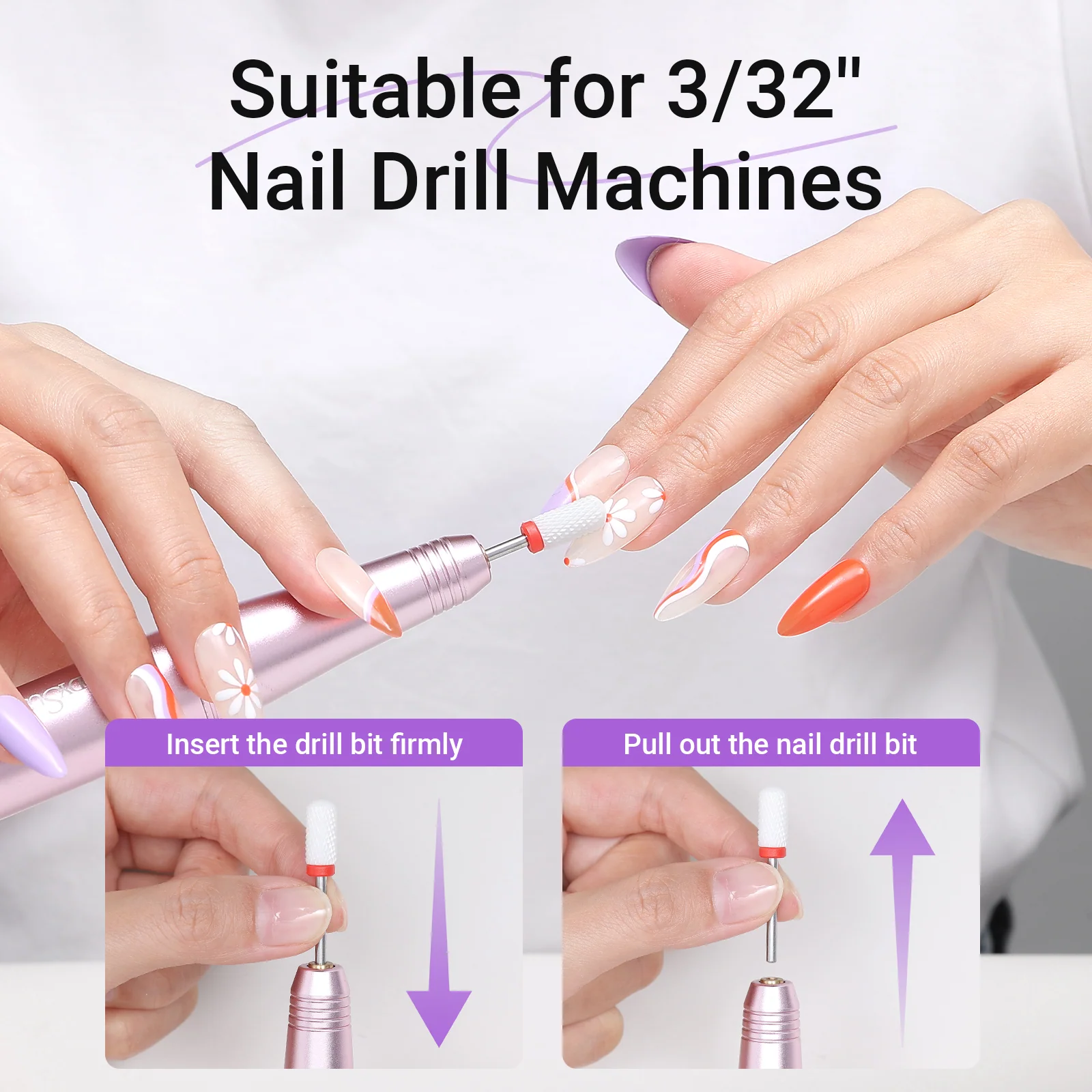 21Pcs Ceramic Diamond Carbide Nail Drill Bits Set with Storage Box