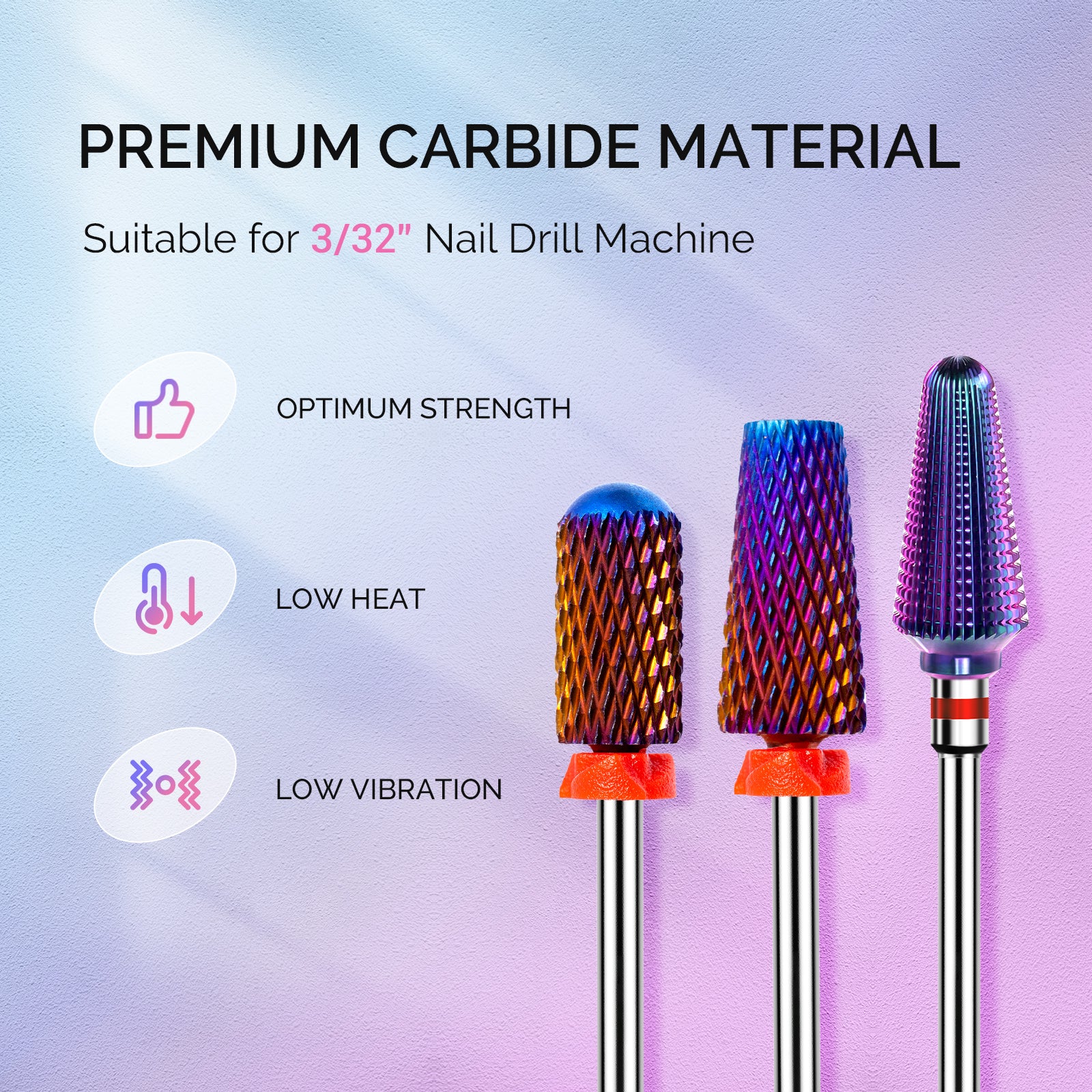 3Pcs Carbide Tungsten Nail Drill Bits Set for Electric Drills