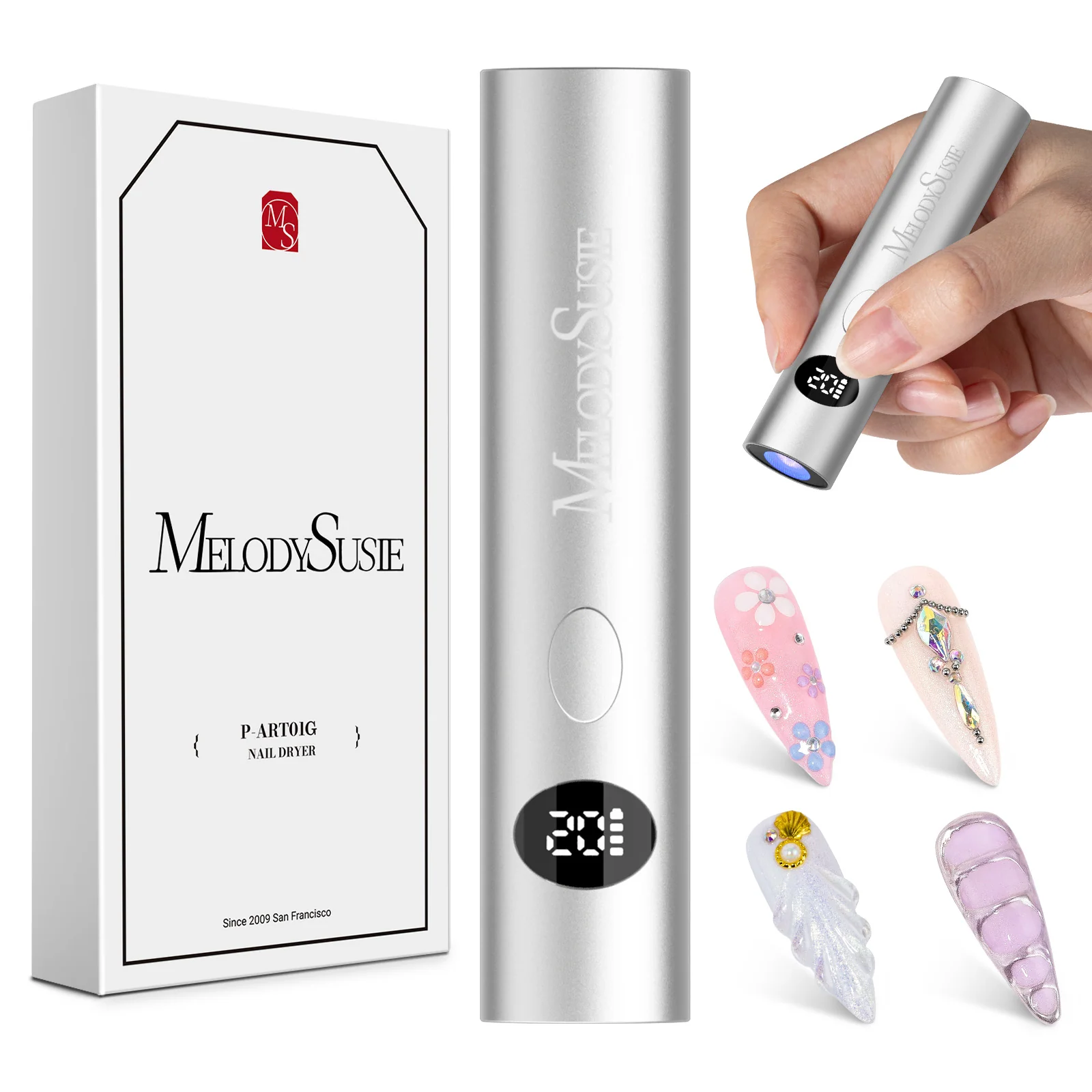 High-Strength Aluminum Alloy Art01G Rechargeable LED/UV Nail Lamp
