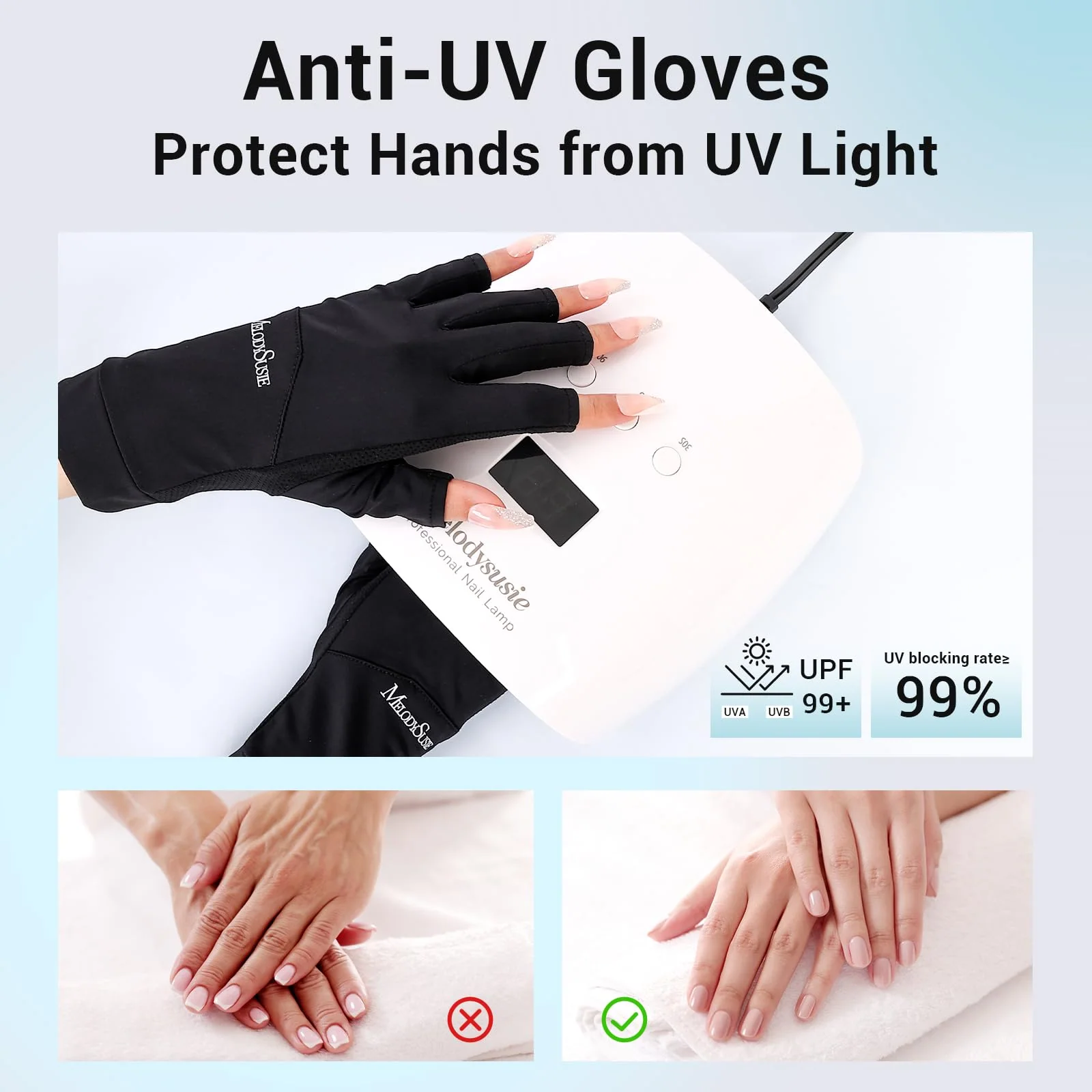 Premium UV Shield Manicure Gloves for Nail Care and Outdoor Sun