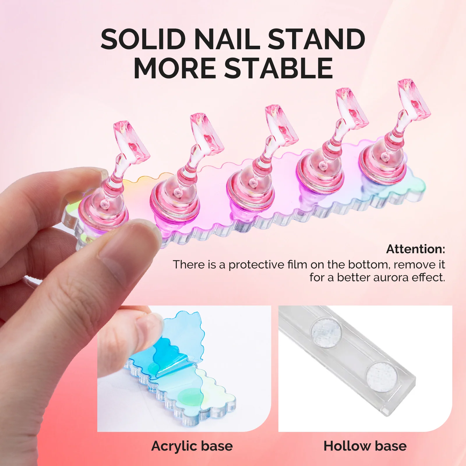 2 Sets Acrylic Magnetic Nail Stand for Press-On Nails and Nail Art