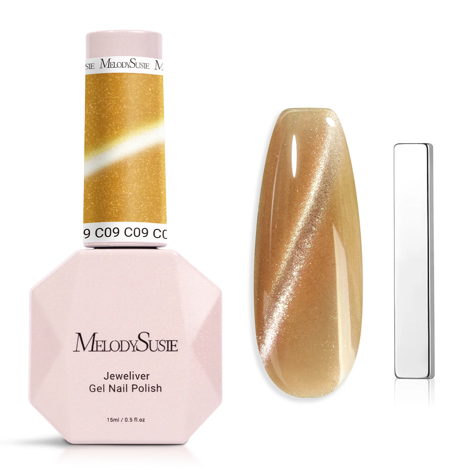 Jeweliver Cat Eye Gel Nail Polish 0.5 fl oz/15ml - Rutile Golden C09