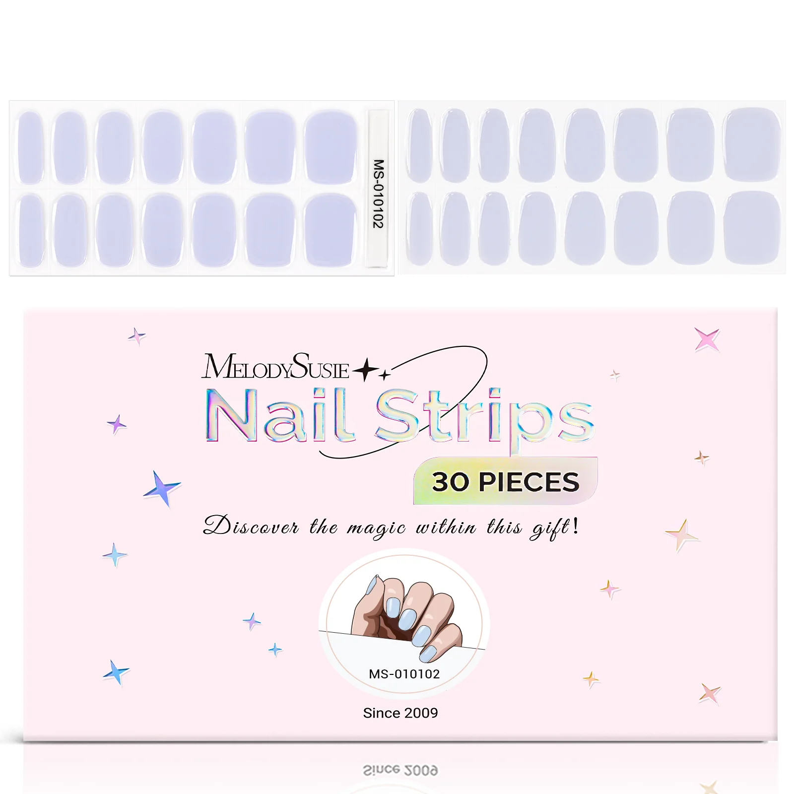 MelodySusie Semi Cured Gel Nail Strips with 3D and 5D Stickers