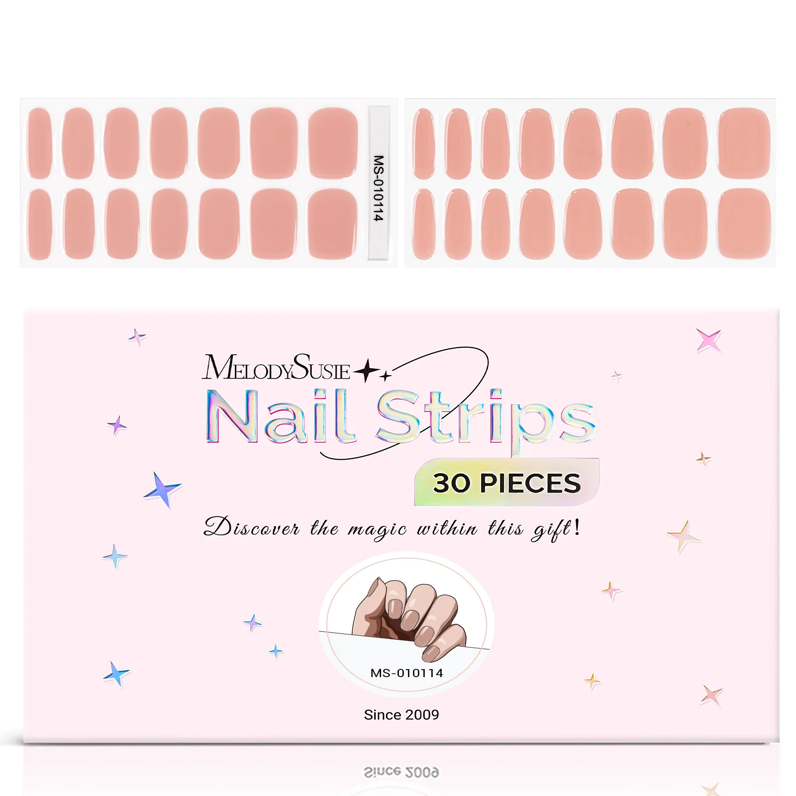 MelodySusie Semi Cured Gel Nail Strips with 3D and 5D Stickers